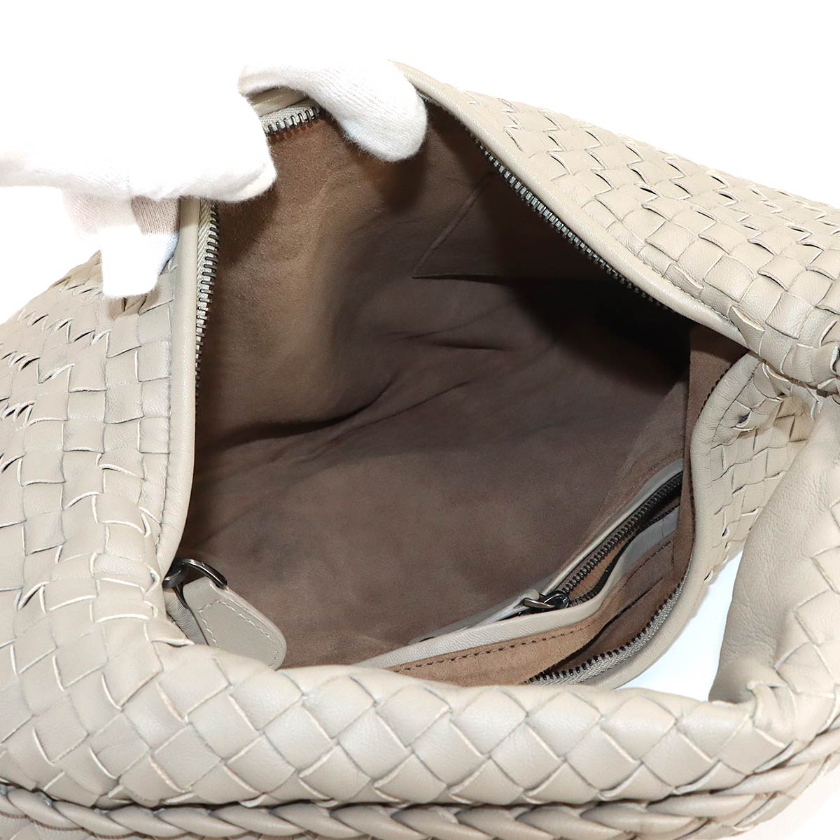 Intrecciato Shoulder Bag Leather Gray