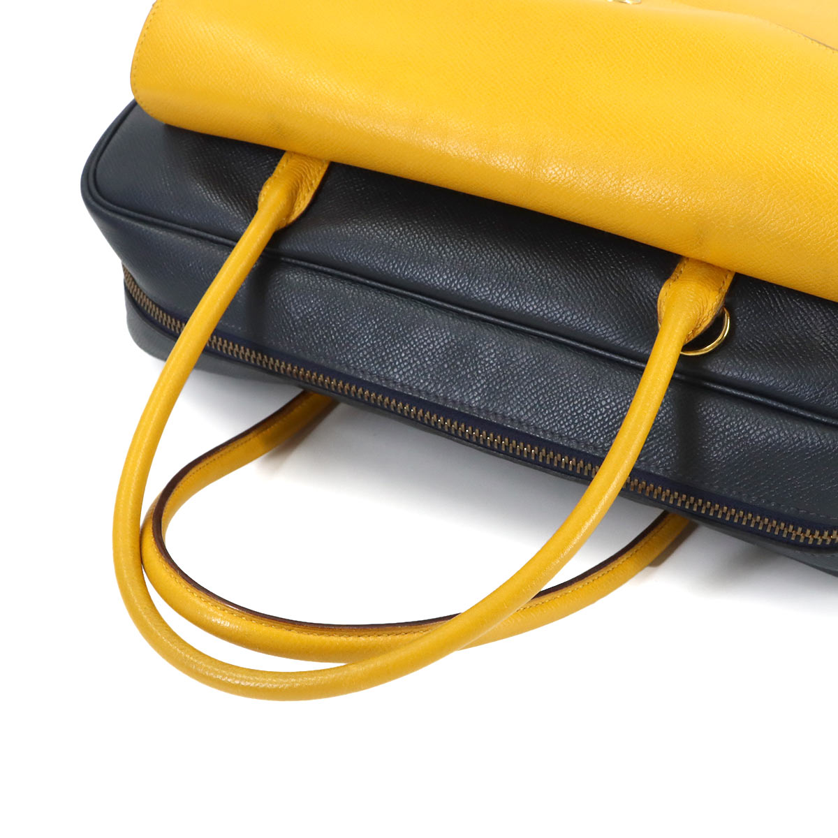 Lorraine 2way Hand Shoulder Bag Couchevel Epsom Navy Yellow