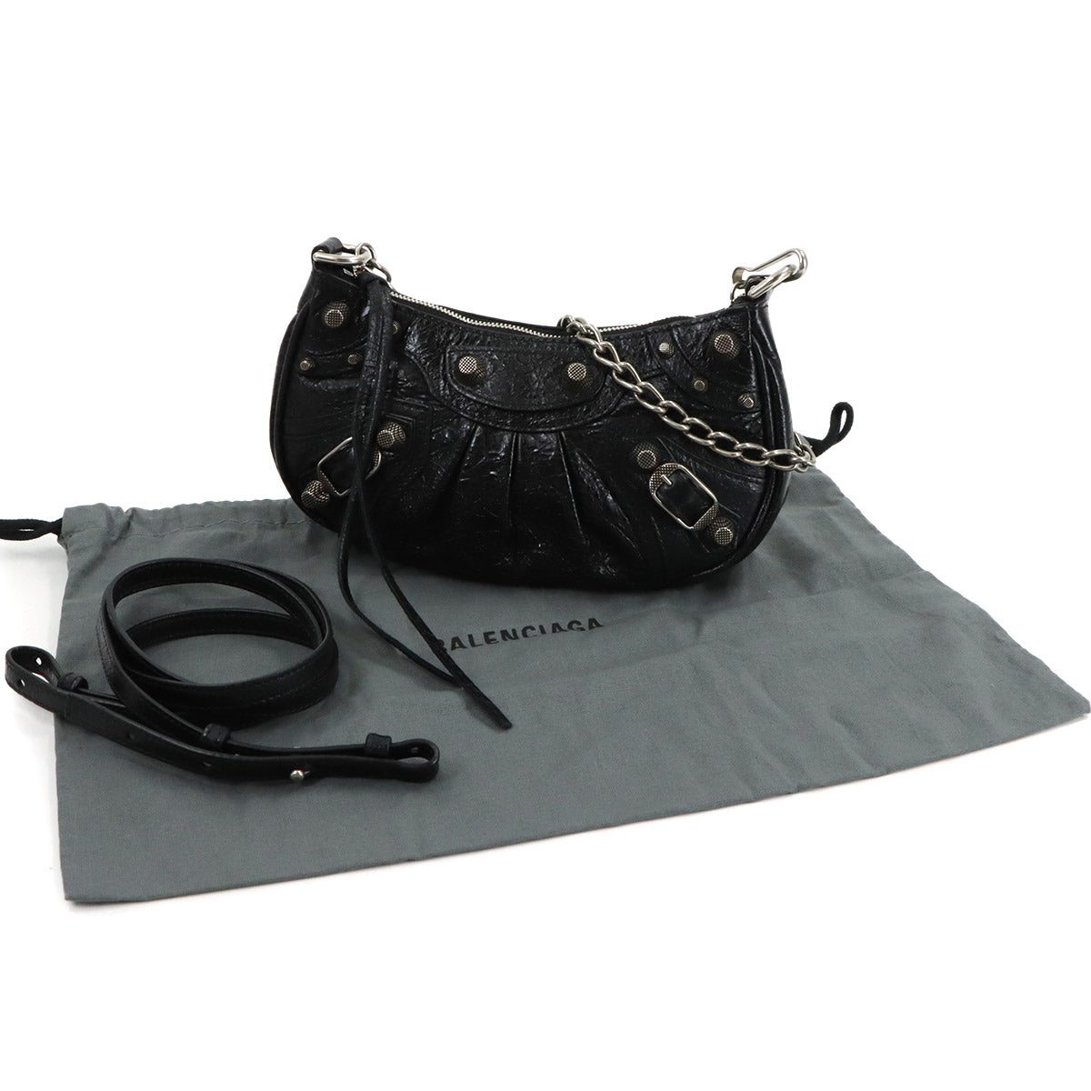 Le Cagole Mini Chain Hand Shoulder Bag Bkack 695814