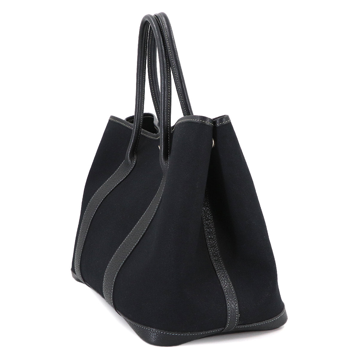 Garden Party PM Tote Bag Toile Officier Leather Black