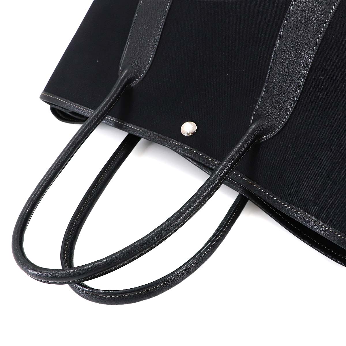 Garden Party PM Tote Bag Toile Officier Leather Black