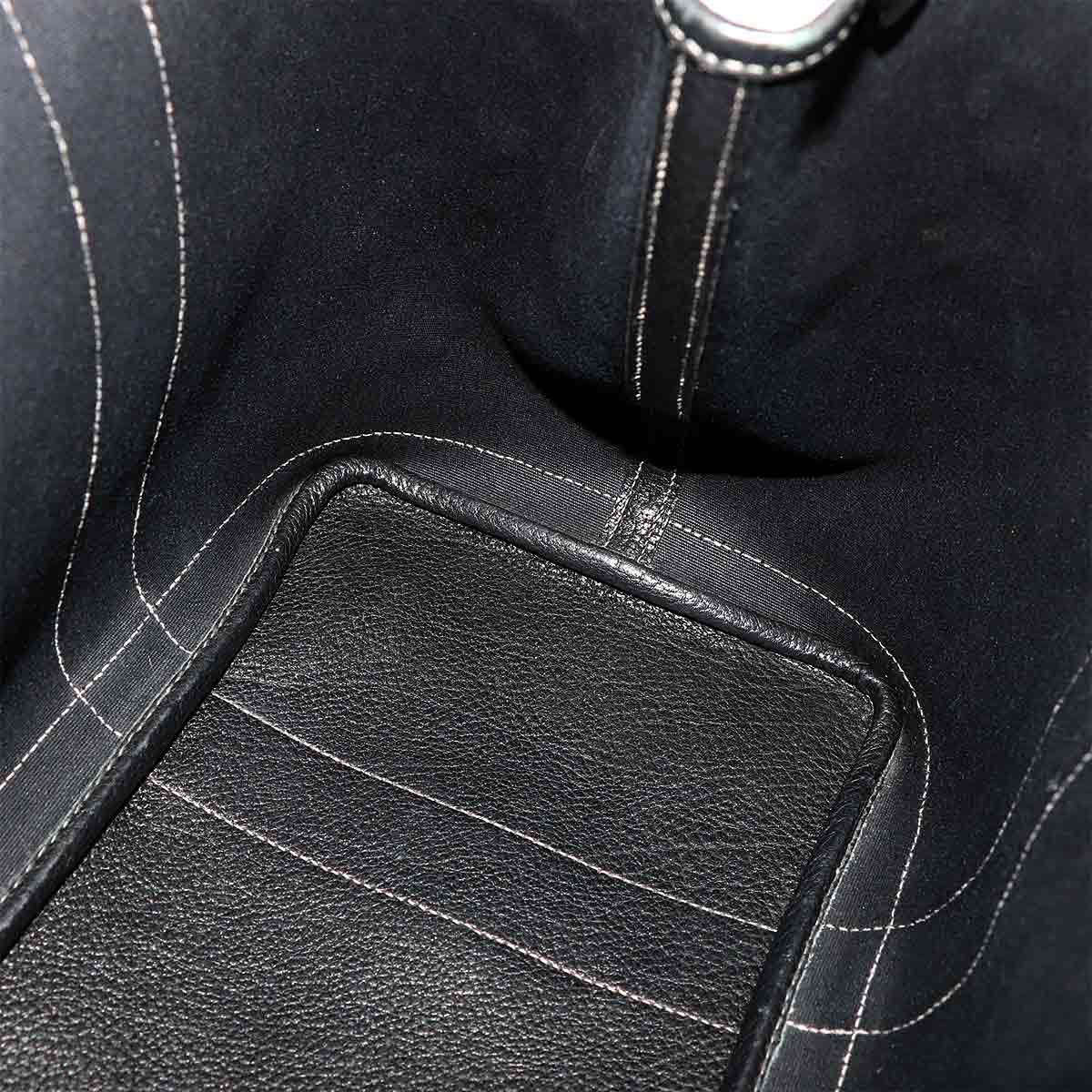 Garden Party PM Tote Bag Toile Officier Leather Black