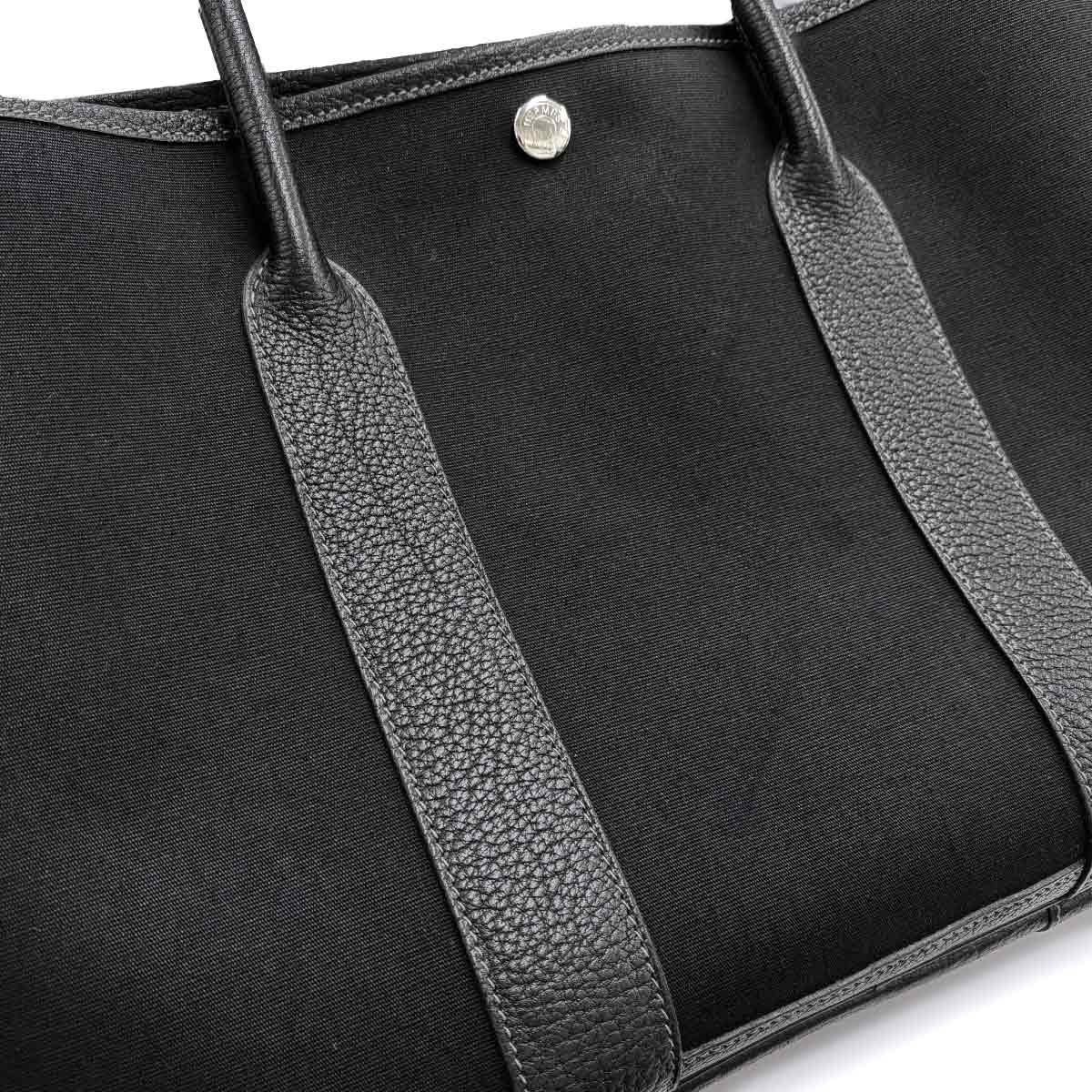 Garden Party PM Tote Bag Toile Officier Leather Black