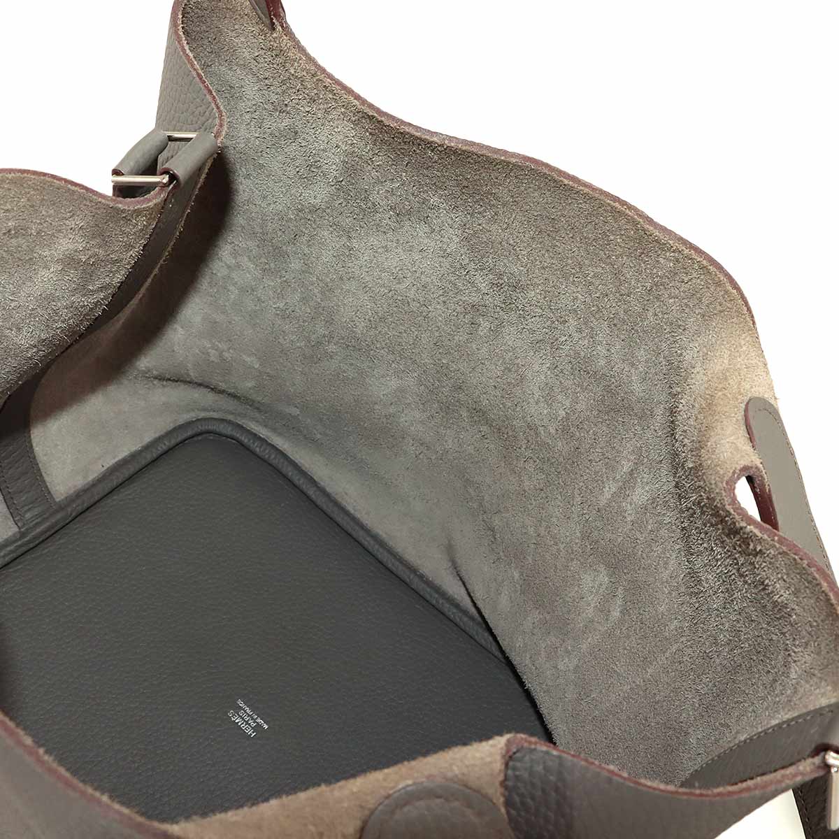 Picotin Lock GM Hand Bag Taurillon Clemence Etain Purse