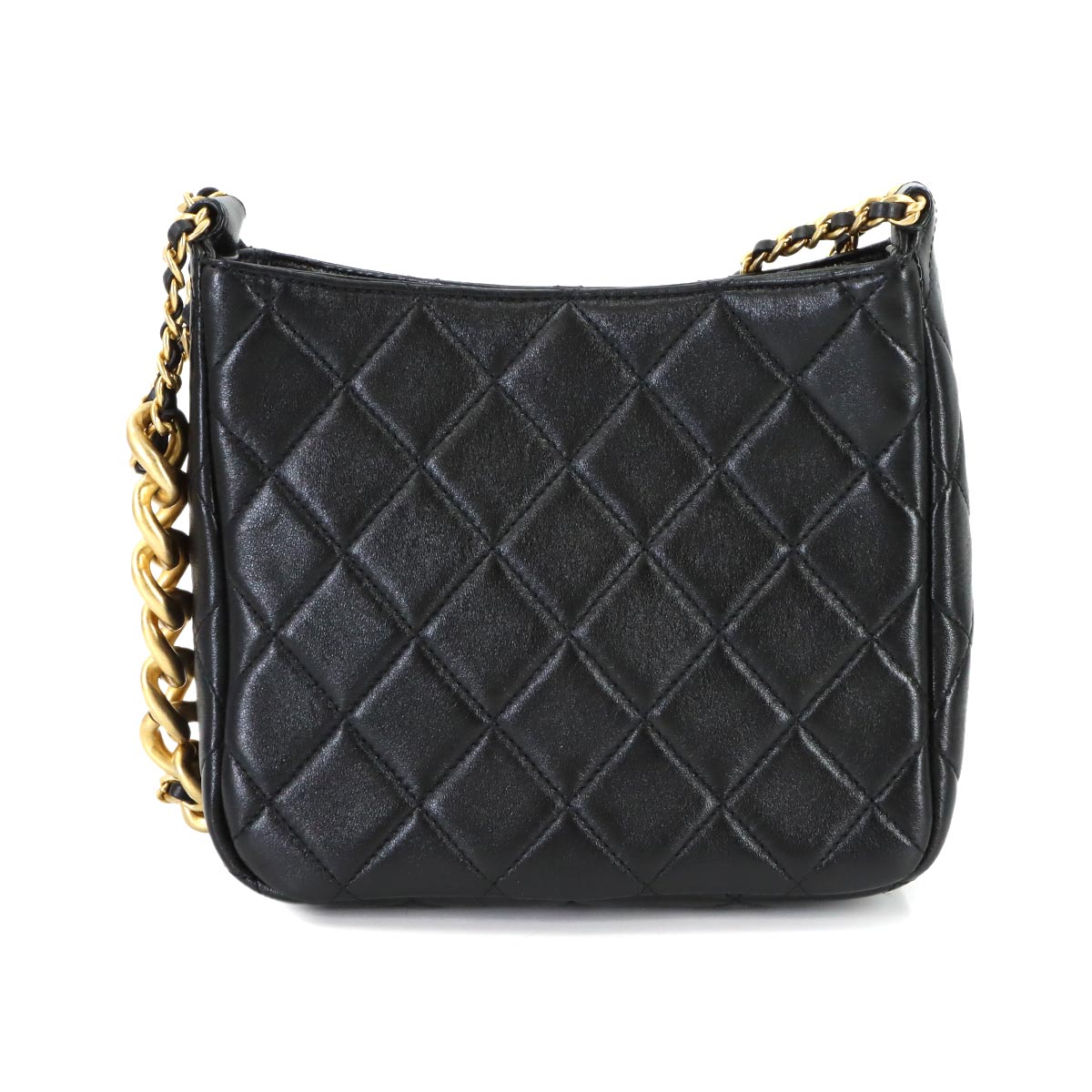 Matelasse Small Hobo Bag Shoulder Leather Black AS3154
