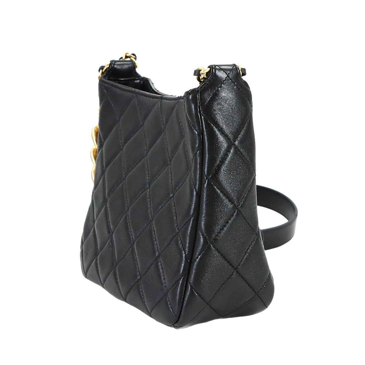 Matelasse Small Hobo Bag Shoulder Leather Black AS3154