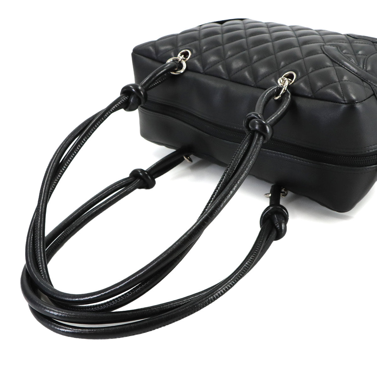 Cambon Bowling Shoulder Bag Leather Black A25171 Purse