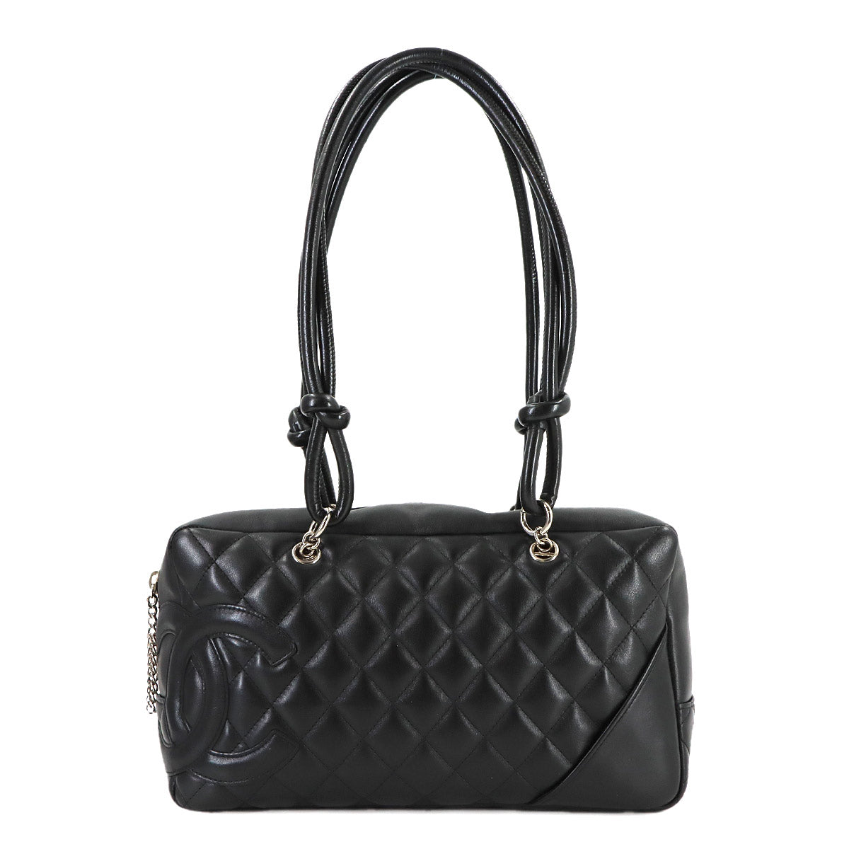 Cambon Bowling Shoulder Bag Leather Black A25171 Purse
