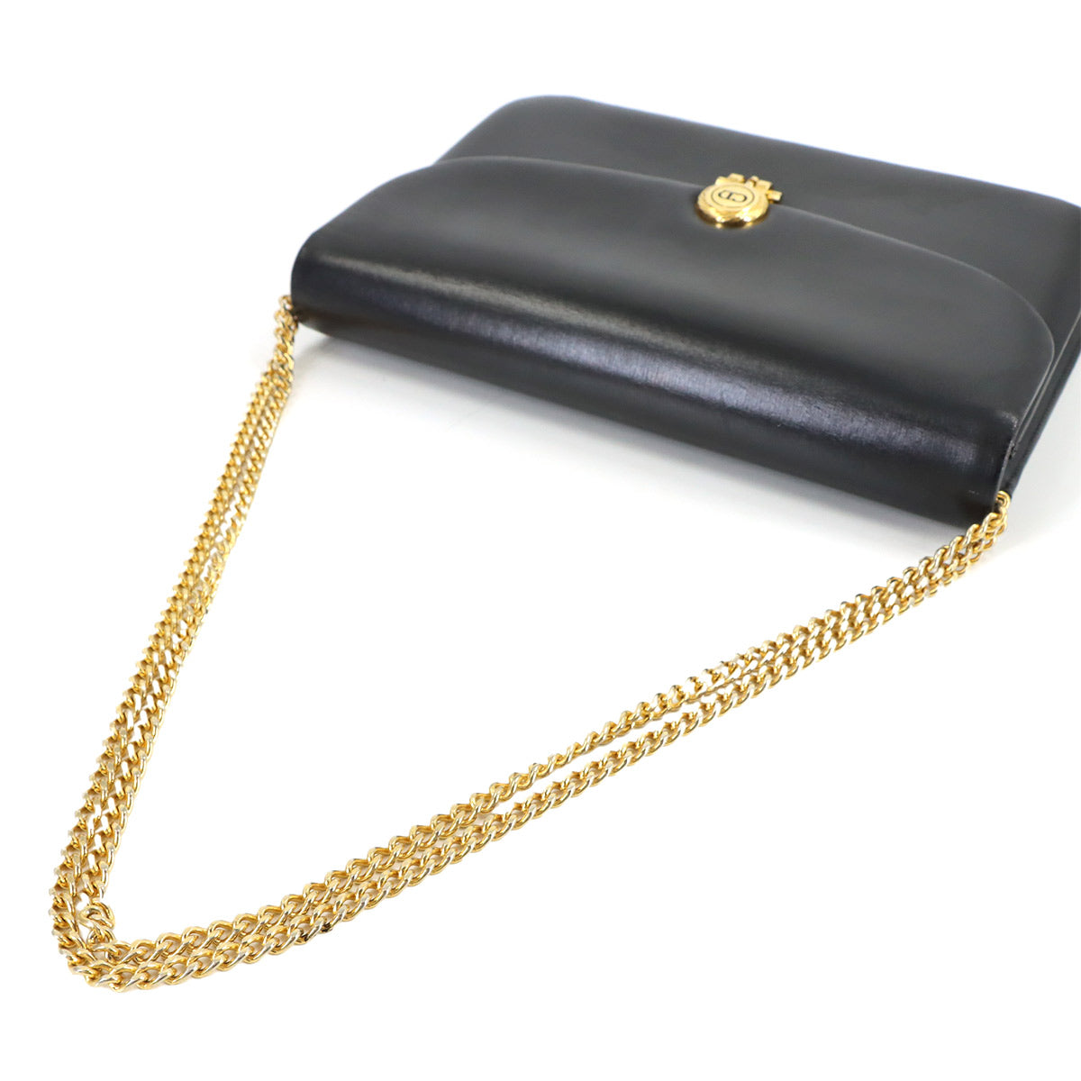 Chain Shoulder Bag Leather Black Vintage Purse