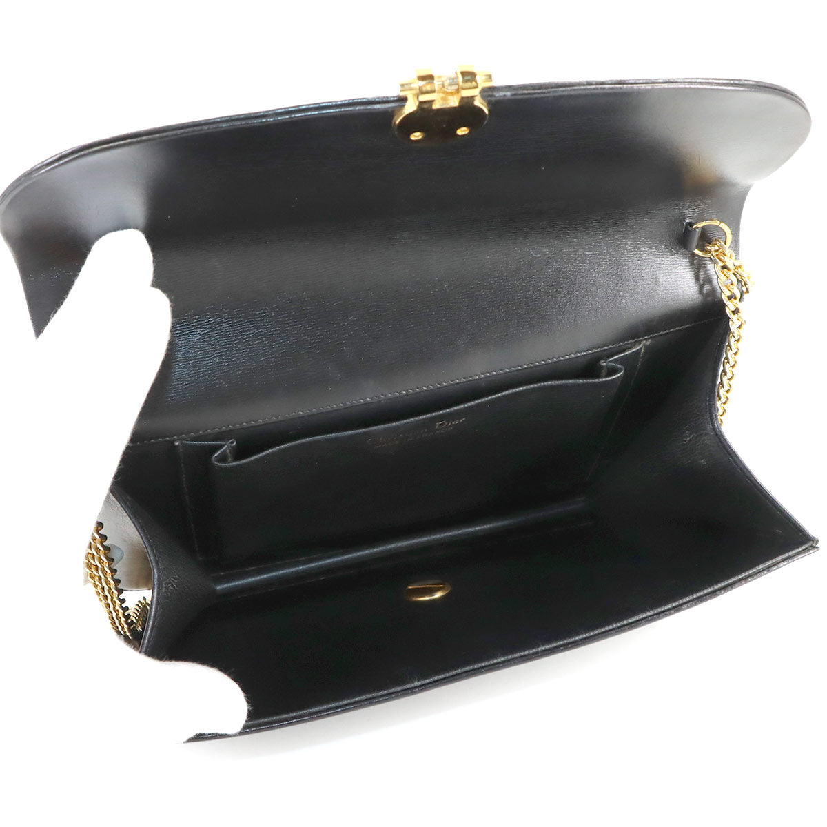 Chain Shoulder Bag Leather Black Vintage Purse
