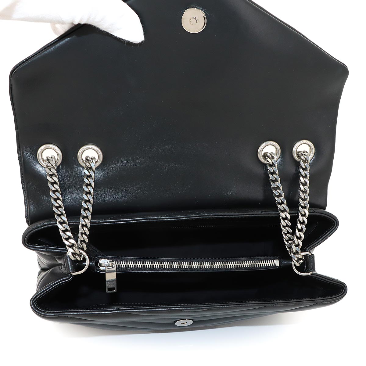 Loulou Medium Chain Shoulder Bag Leather Black 574946