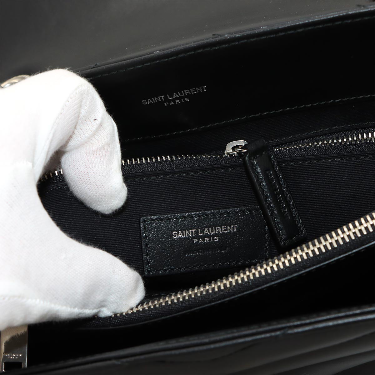 Loulou Medium Chain Shoulder Bag Leather Black 574946