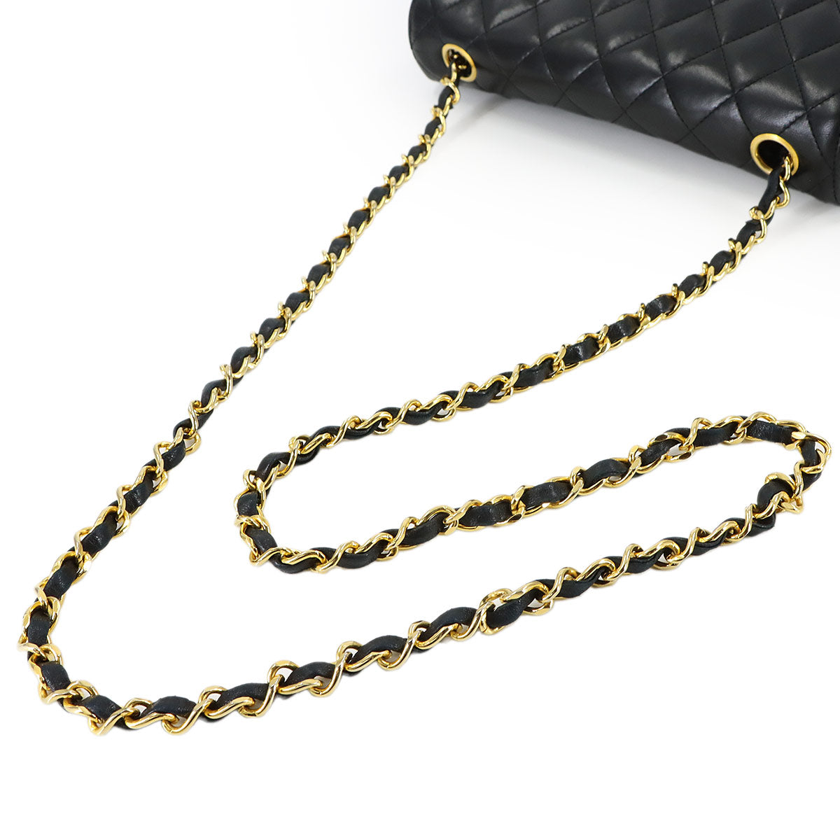 Matelasse Chain Shoulder Bag Leather Black Vintage