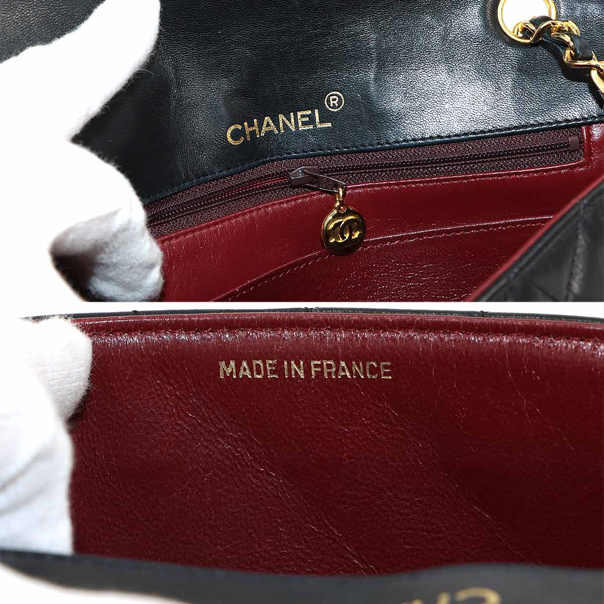 Matelasse Chain Shoulder Bag Leather Black Vintage
