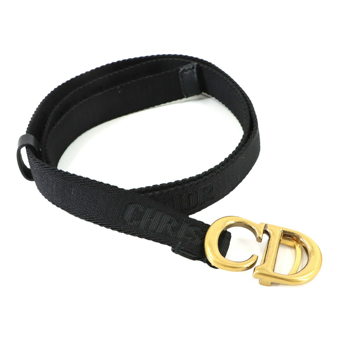 Oblique Saddle Belt Pouch Bag Canvas Leather Navy