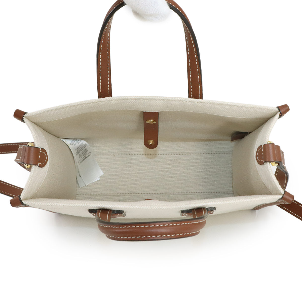 Mini Flare Tote Shoulder Bag Canvas Leather Natural Tan