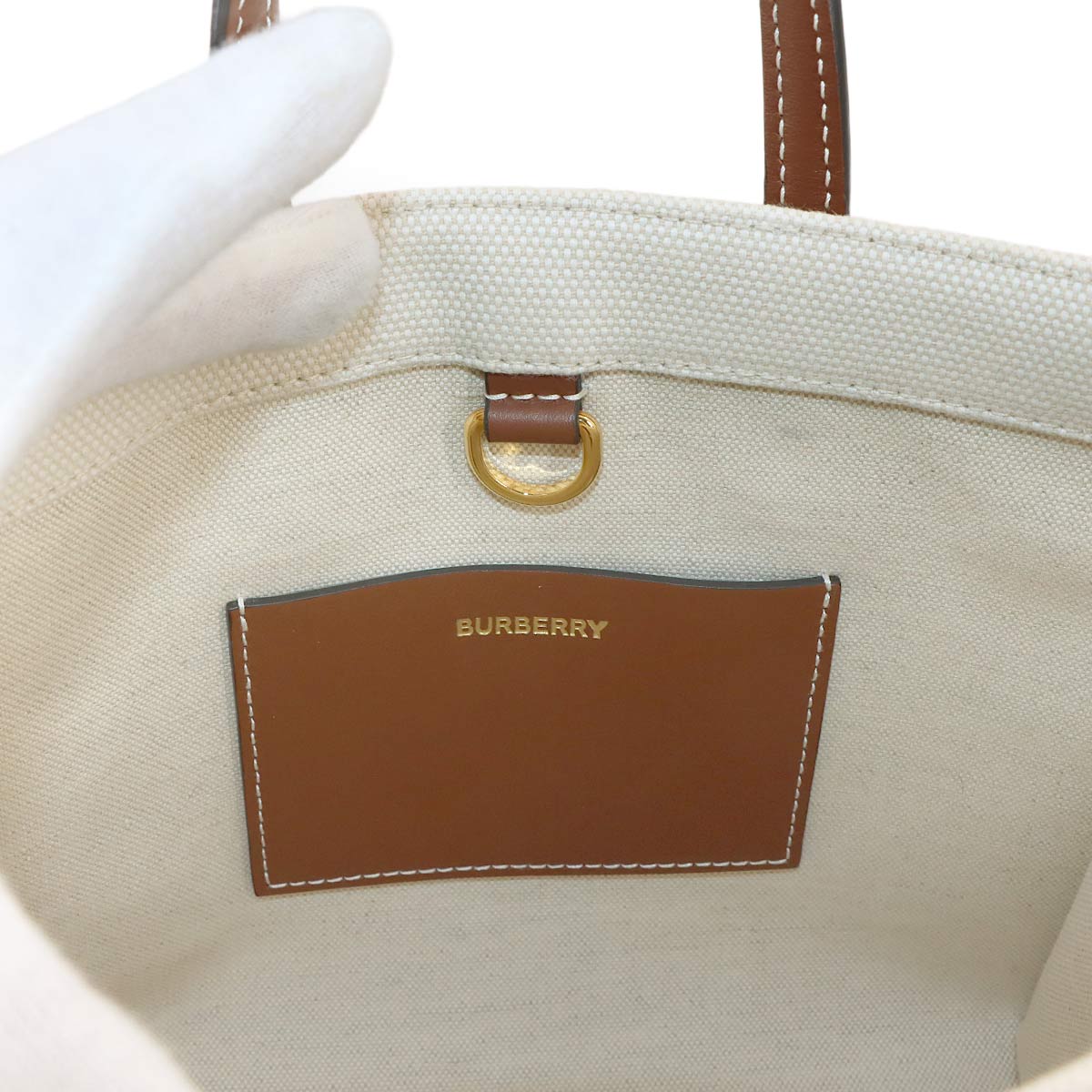 Mini Flare Tote Shoulder Bag Canvas Leather Natural Tan