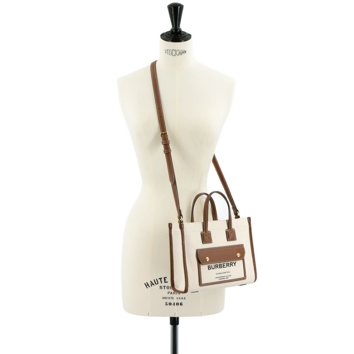 Mini Flare Tote Shoulder Bag Canvas Leather Natural Tan