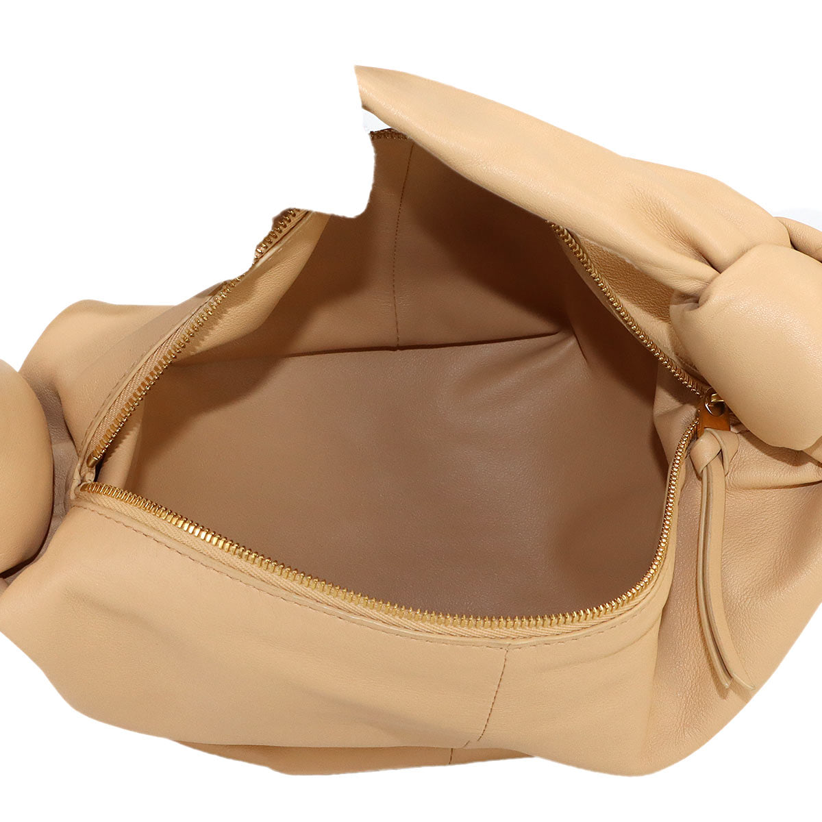 Double Knot Hand Bag Leather Beige 629635 Purse