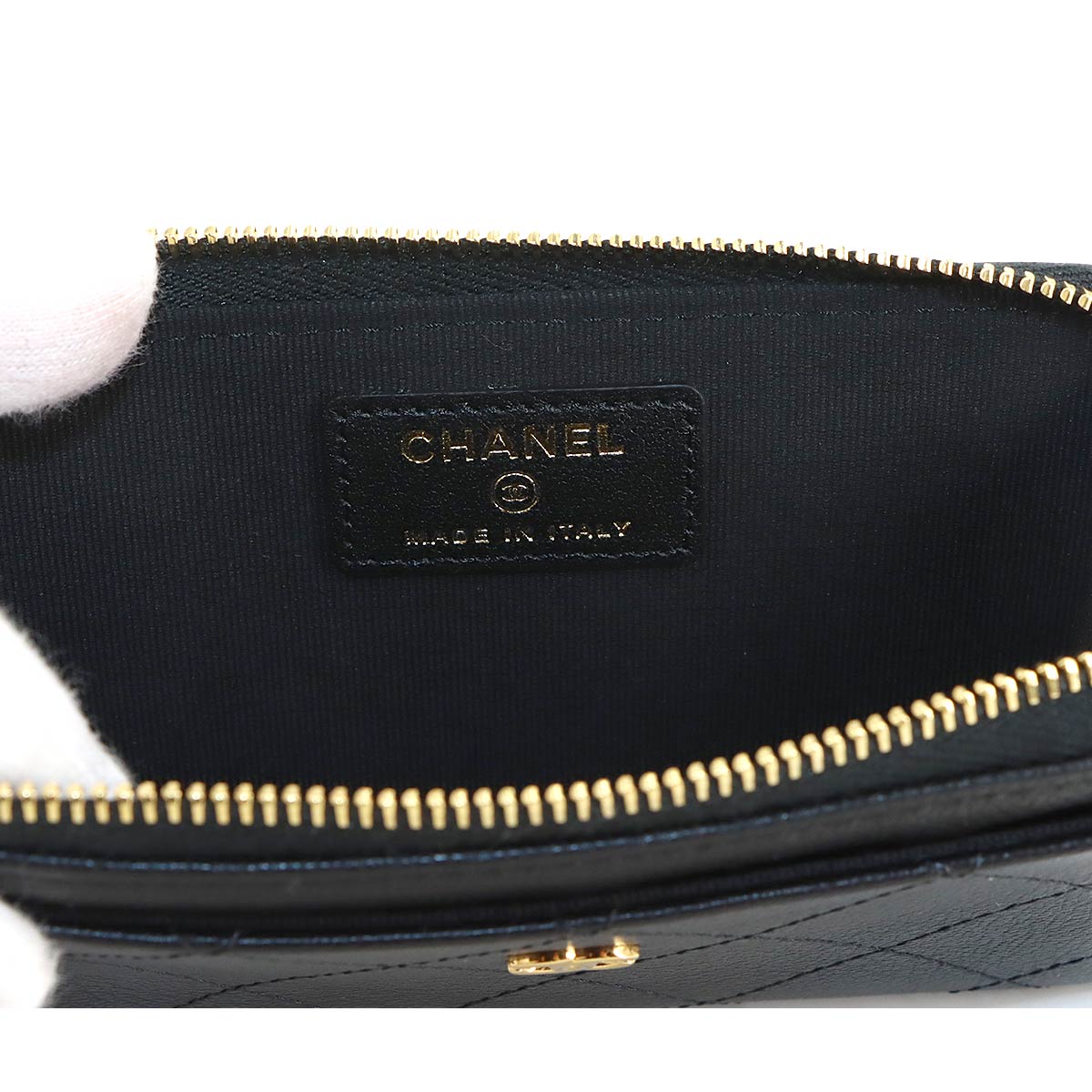 Matelasse Coin Case Purse Leather Black AP4917