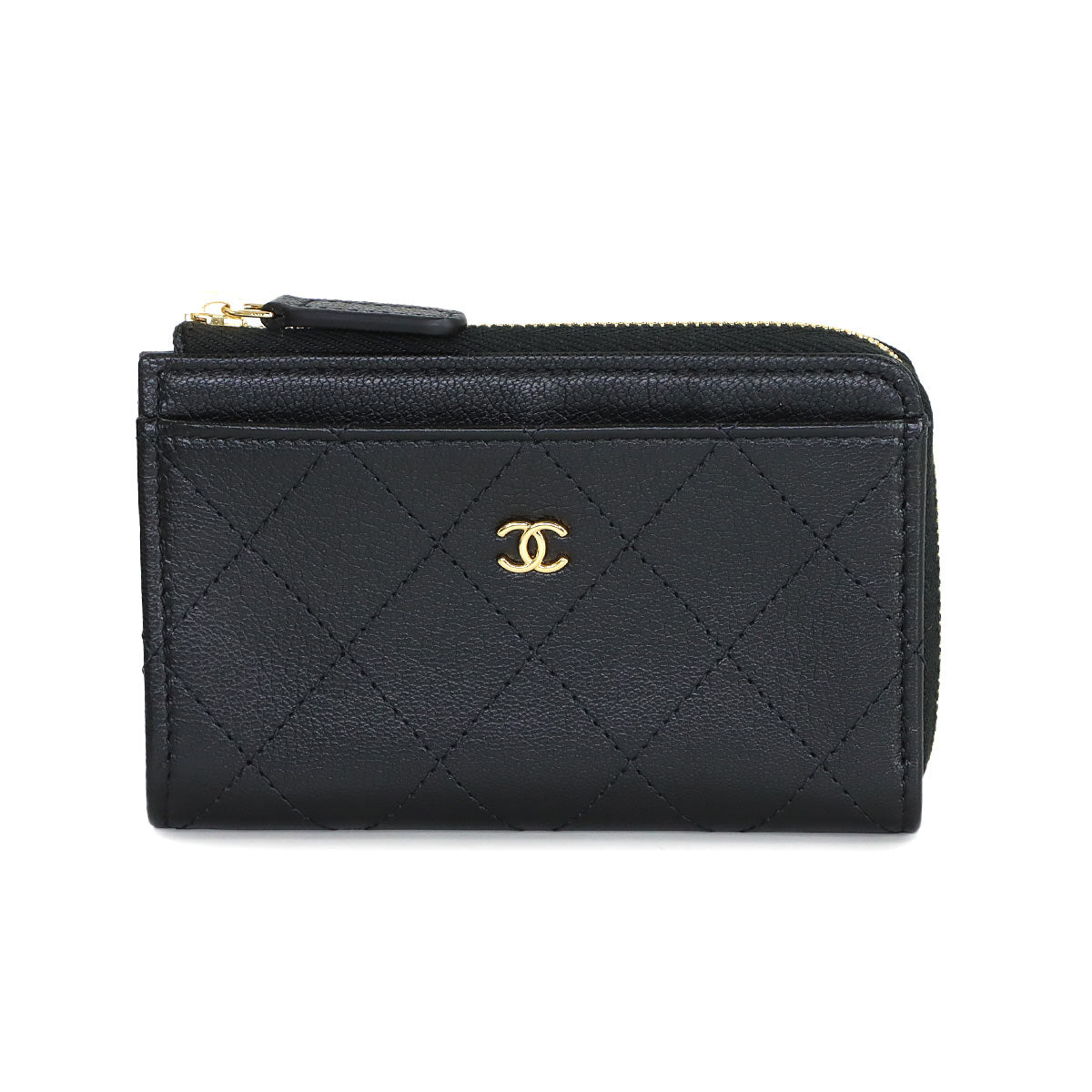Matelasse Coin Case Purse Leather Black AP4917