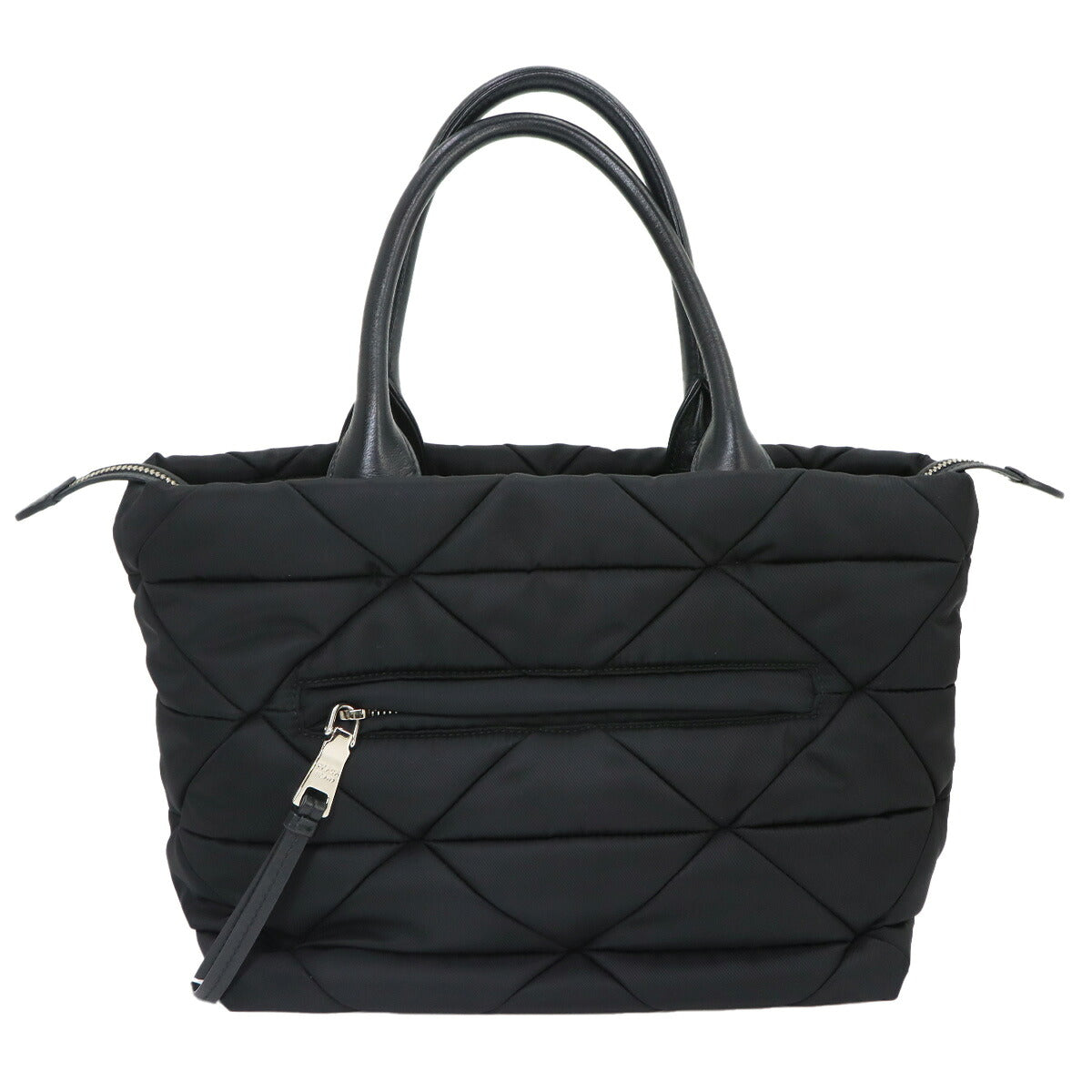 Small Padded 2way Tote Shoulder Bag Nylon Leather Black 1BG436