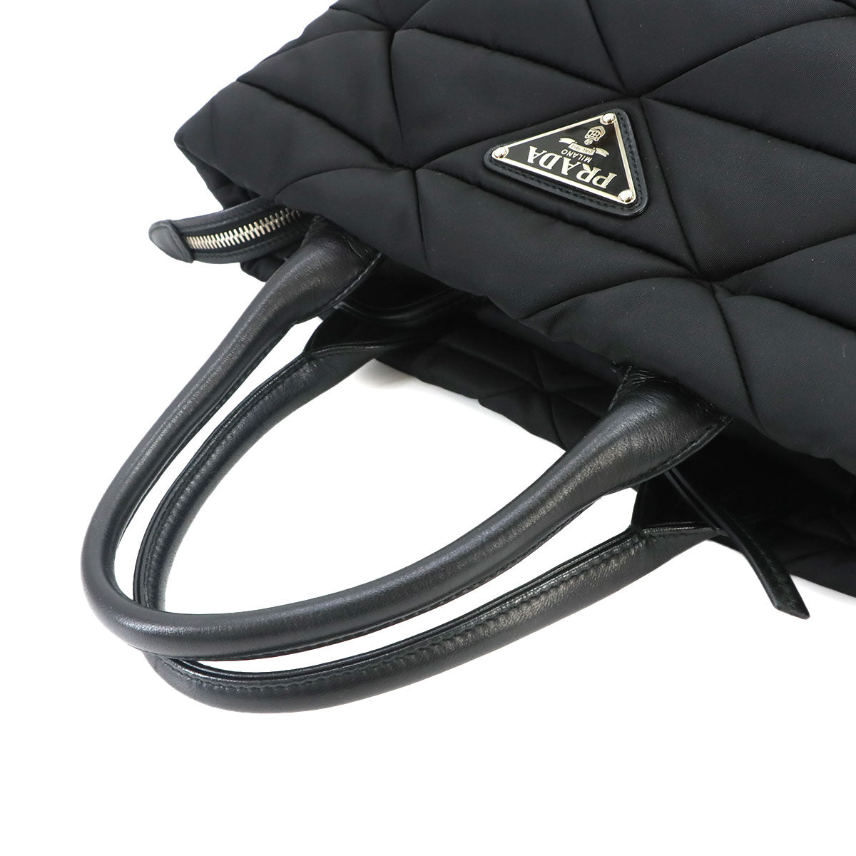 Small Padded 2way Tote Shoulder Bag Nylon Leather Black 1BG436