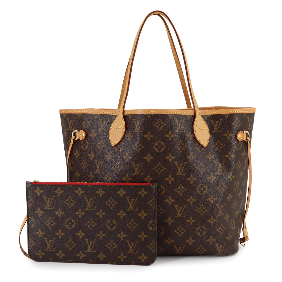 Monogram Neverfull MM Tote Bag Brown Cerise M41177