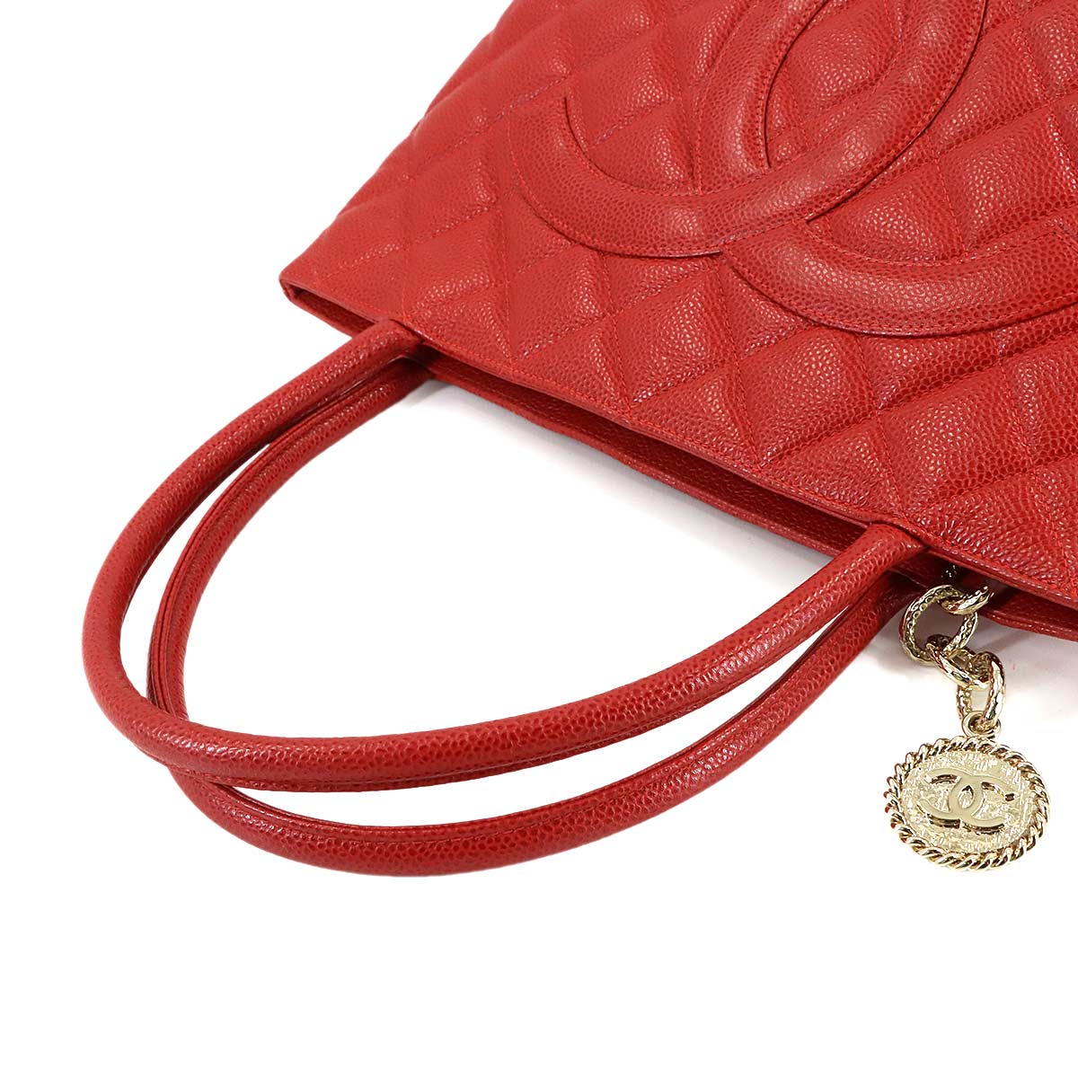 Medallion Tote Bag Leather Red A01804 Coco Logos