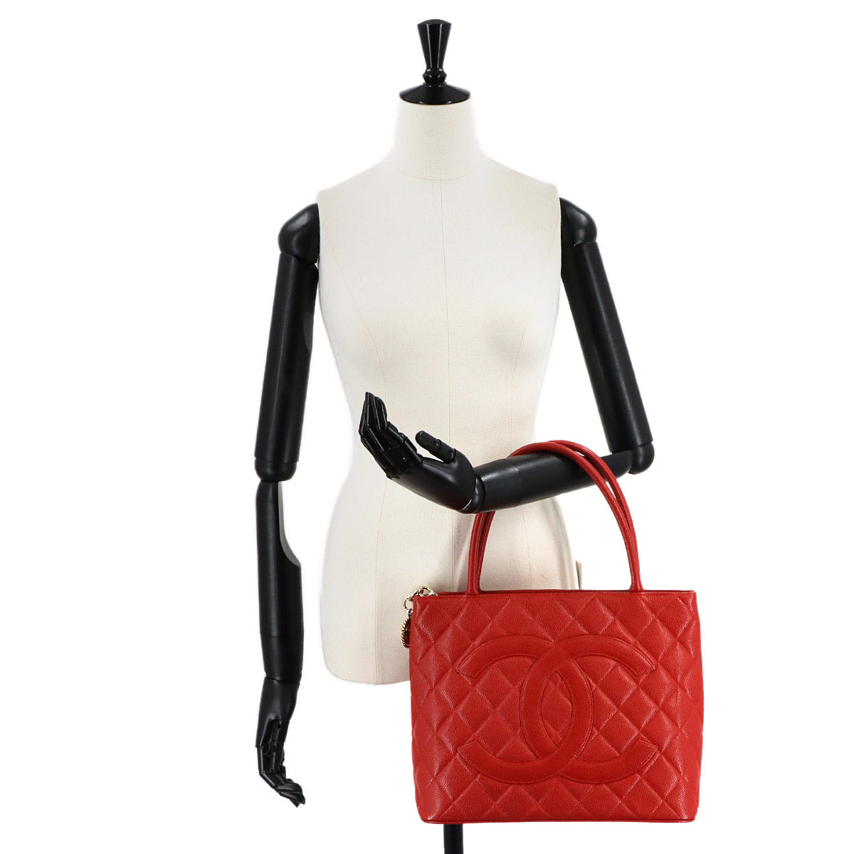 Medallion Tote Bag Leather Red A01804 Coco Logos