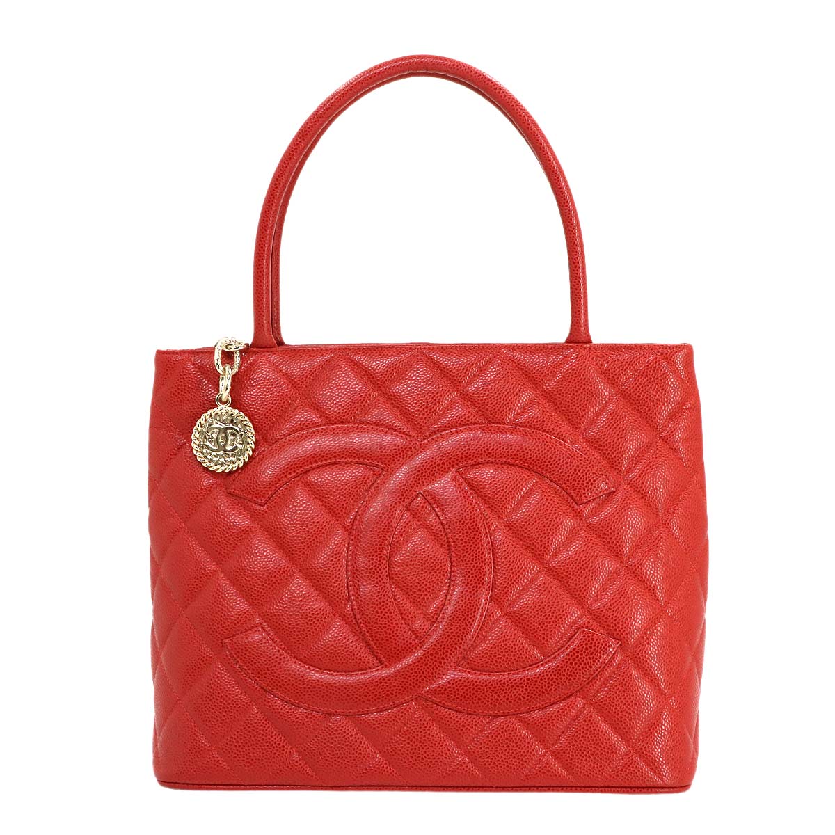 Medallion Tote Bag Leather Red A01804 Coco Logos
