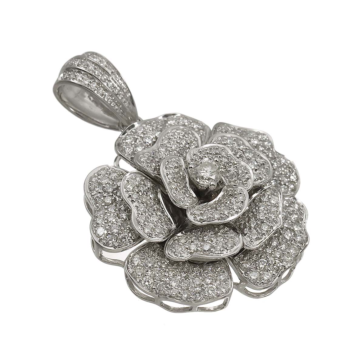 Diamond 3.05ct Pendant Top 18K K18 WG White Gold 750