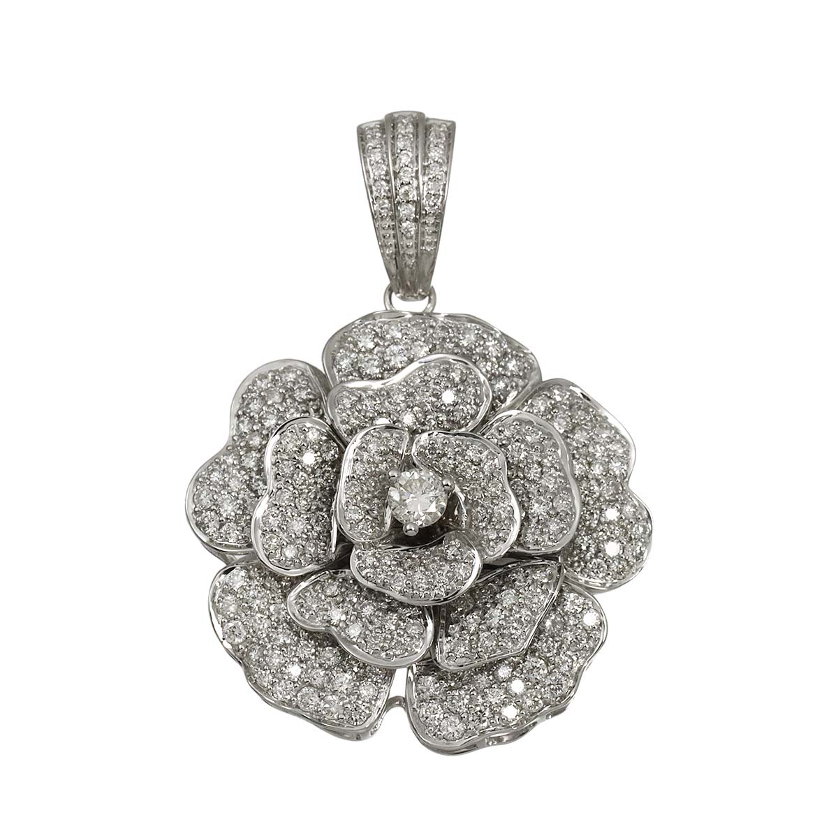 Diamond 3.05ct Pendant Top 18K K18 WG White Gold 750