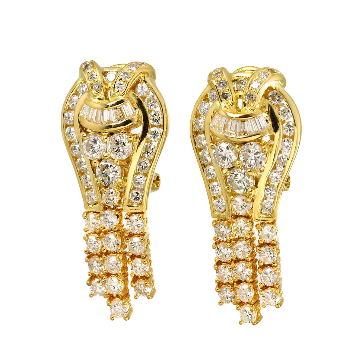 Diamond 0.58ct/0.58ct 1.15ct/1.15ct Earrings Pierced 18K YG 750