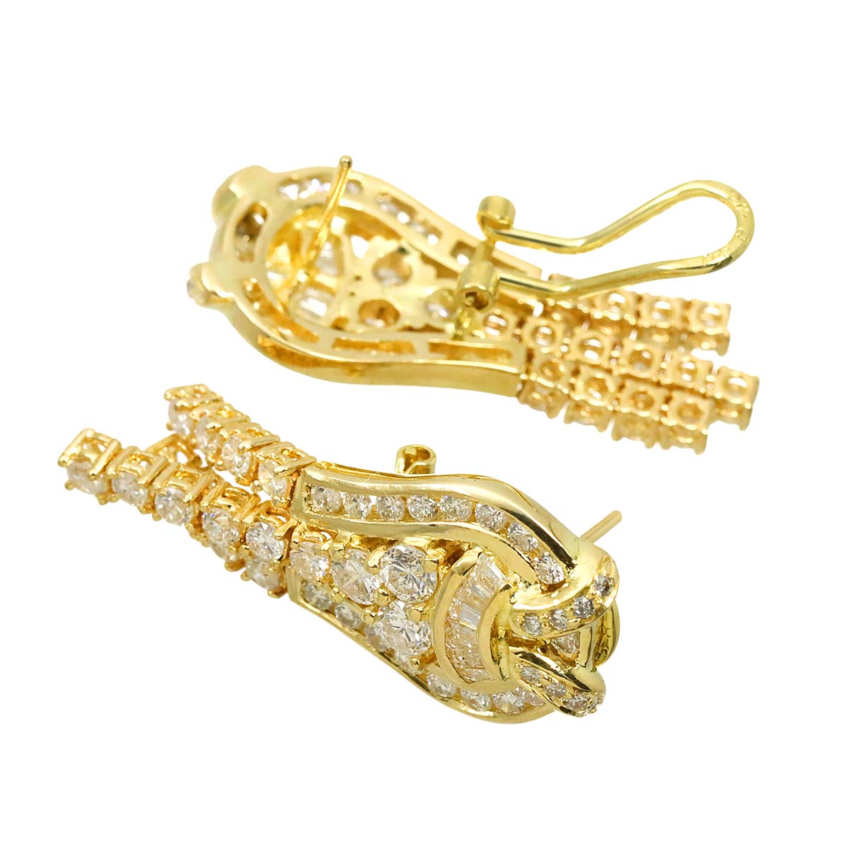 Diamond 0.58ct/0.58ct 1.15ct/1.15ct Earrings Pierced 18K YG 750