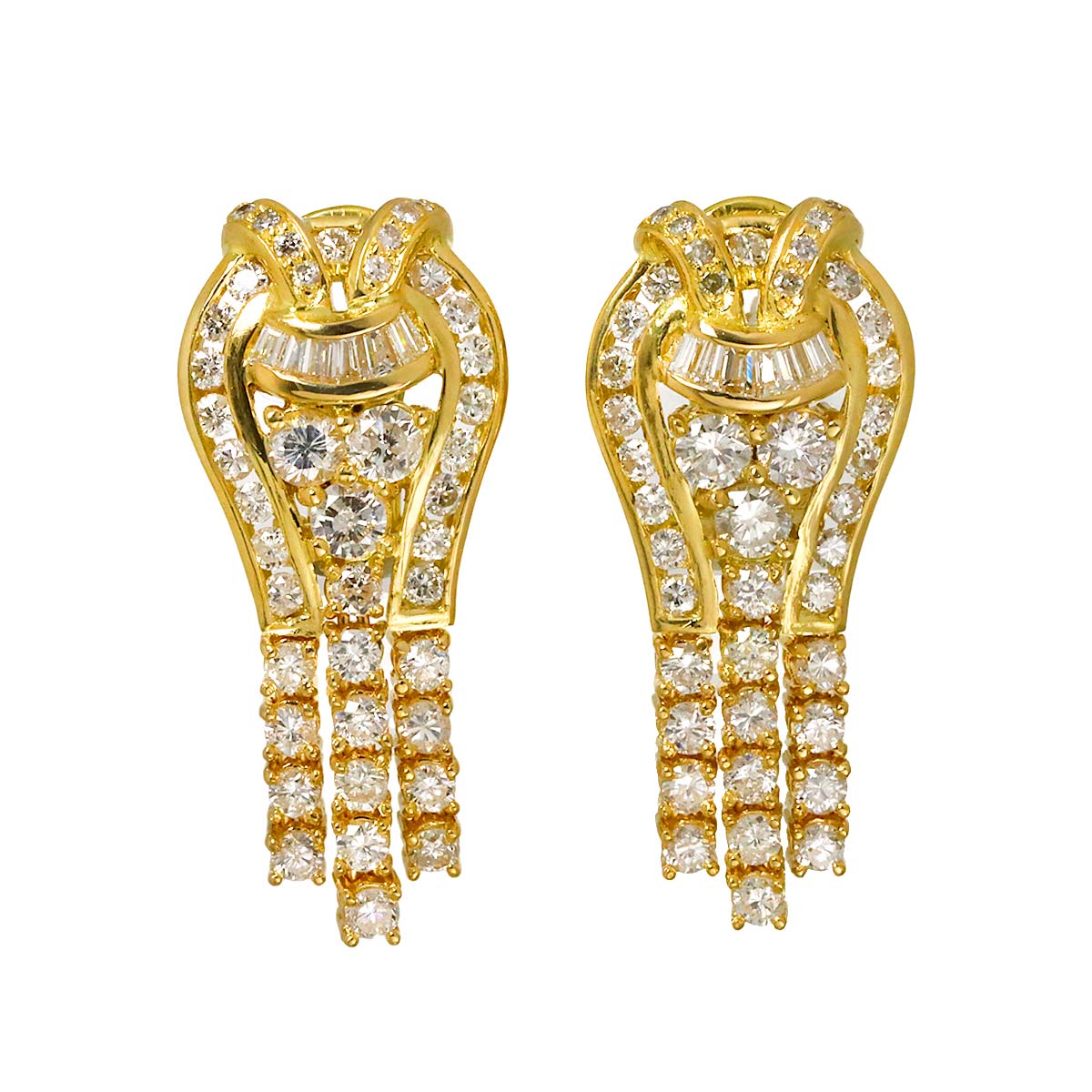 Diamond 0.58ct/0.58ct 1.15ct/1.15ct Earrings Pierced 18K YG 750