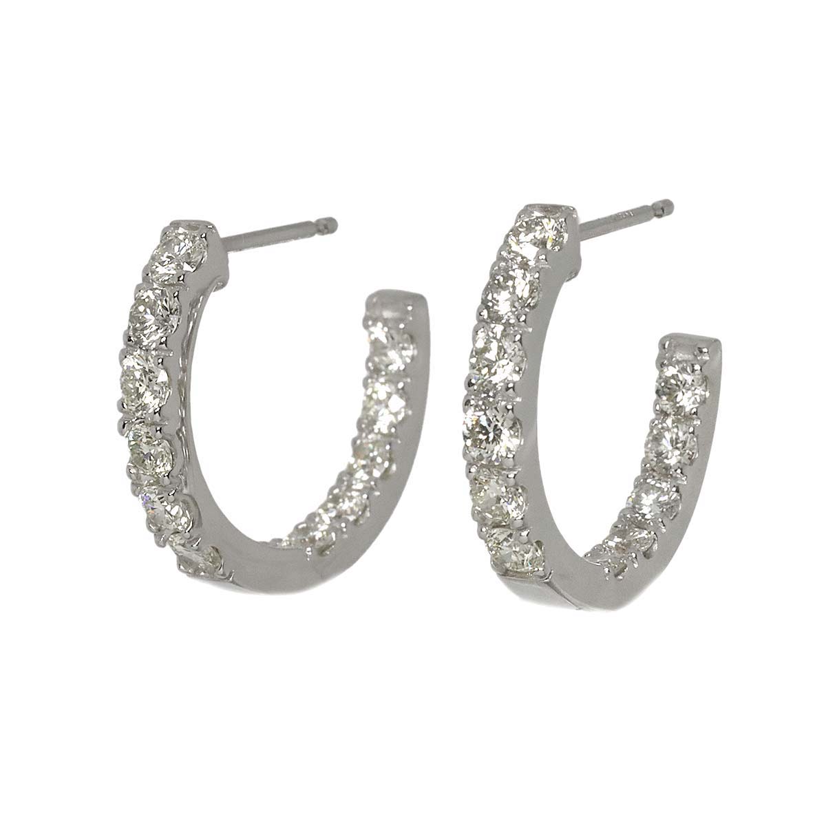 Diamond 1.005ct/1.005ct Earrings Pierced 18K K18 WG 750