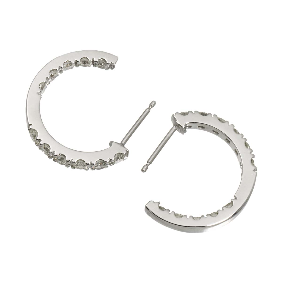 Diamond 1.005ct/1.005ct Earrings Pierced 18K K18 WG 750
