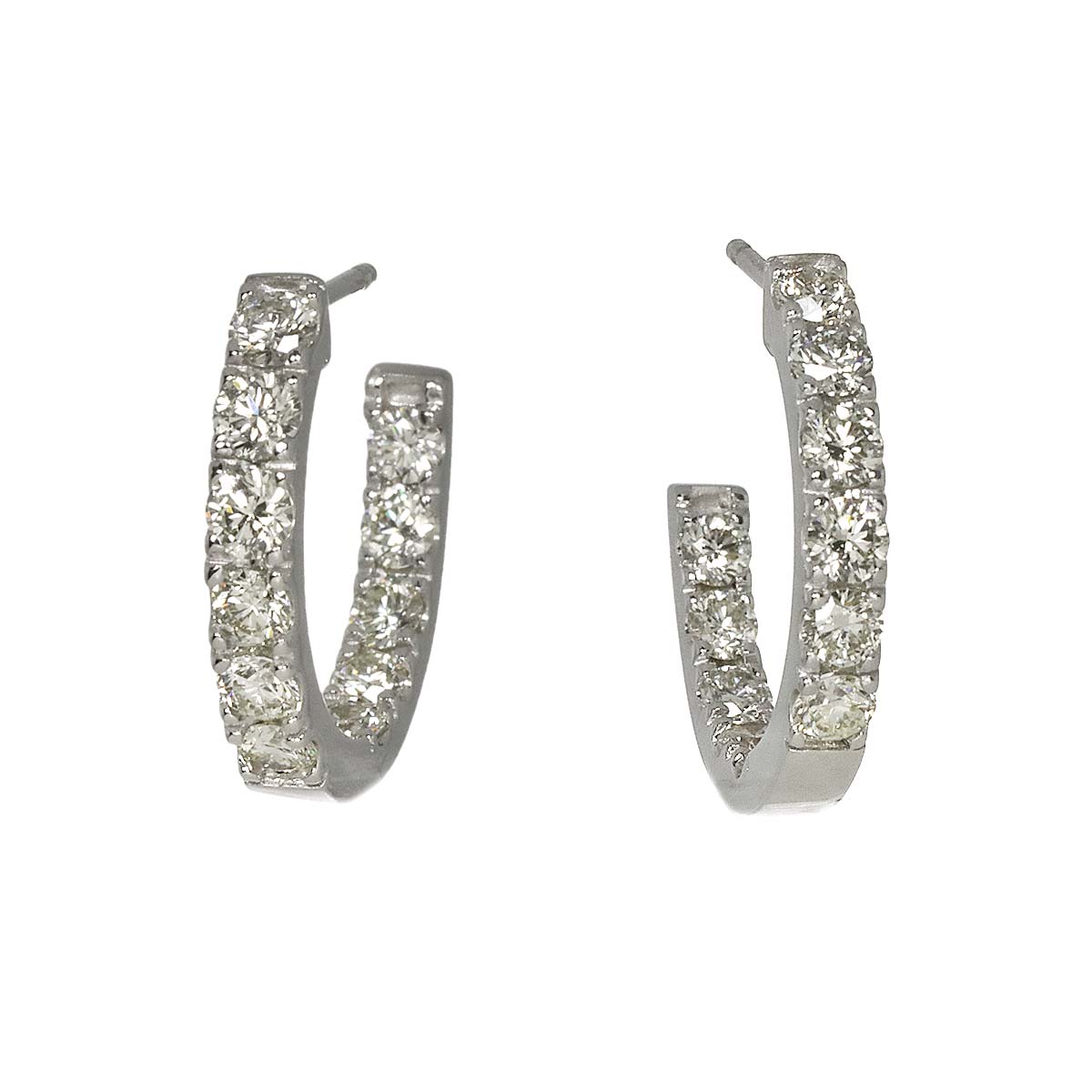 Diamond 1.005ct/1.005ct Earrings Pierced 18K K18 WG 750