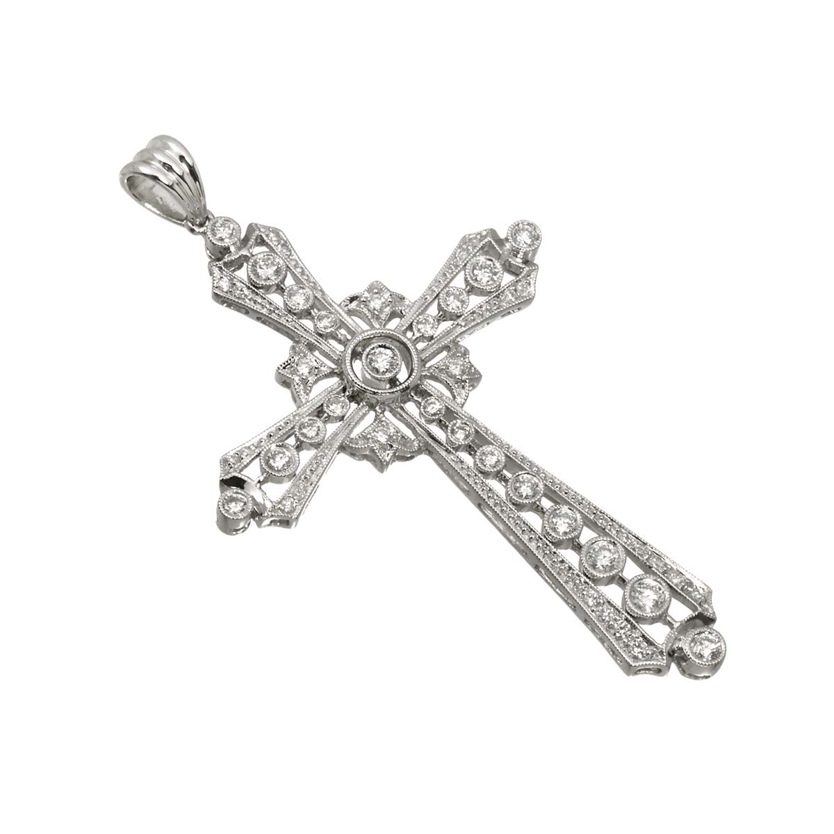 Diamond 0.86ct Pendant Top 18K K18 WG White Gold 750