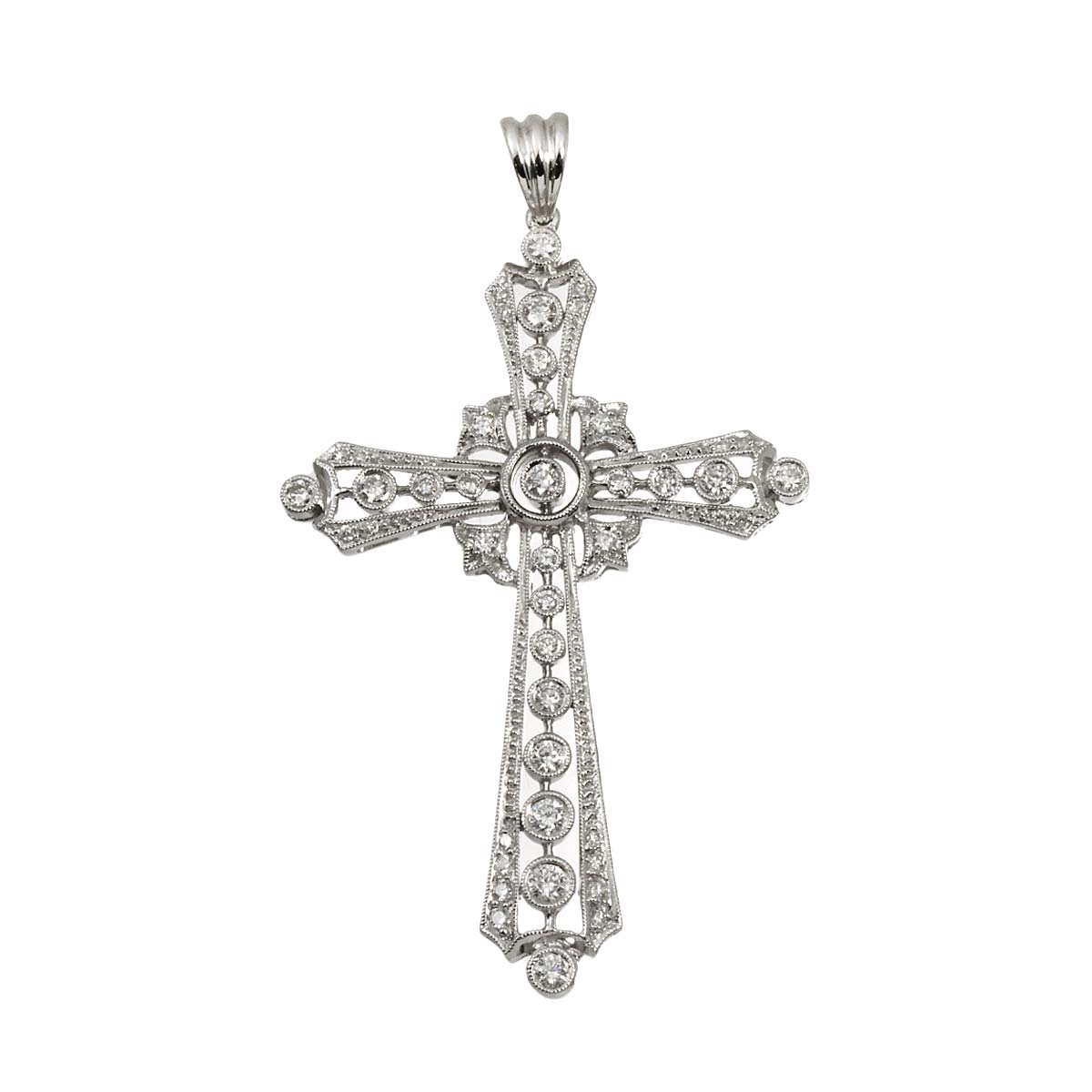 Diamond 0.86ct Pendant Top 18K K18 WG White Gold 750