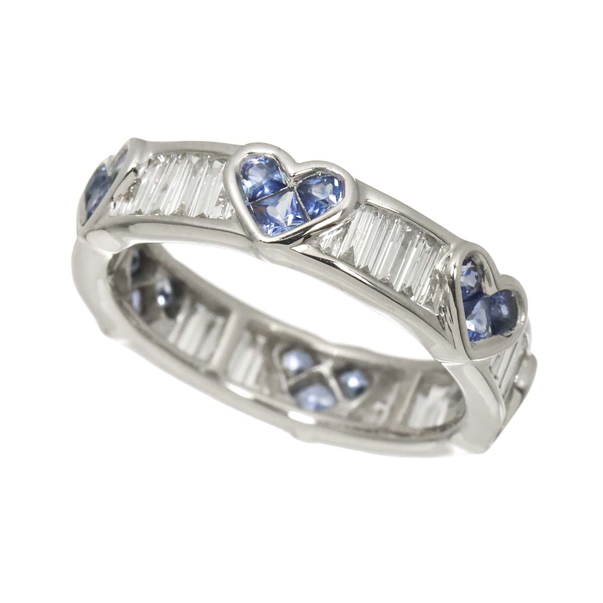 Sapphire Diamond Ring 18K K18 WG size4.5(US)