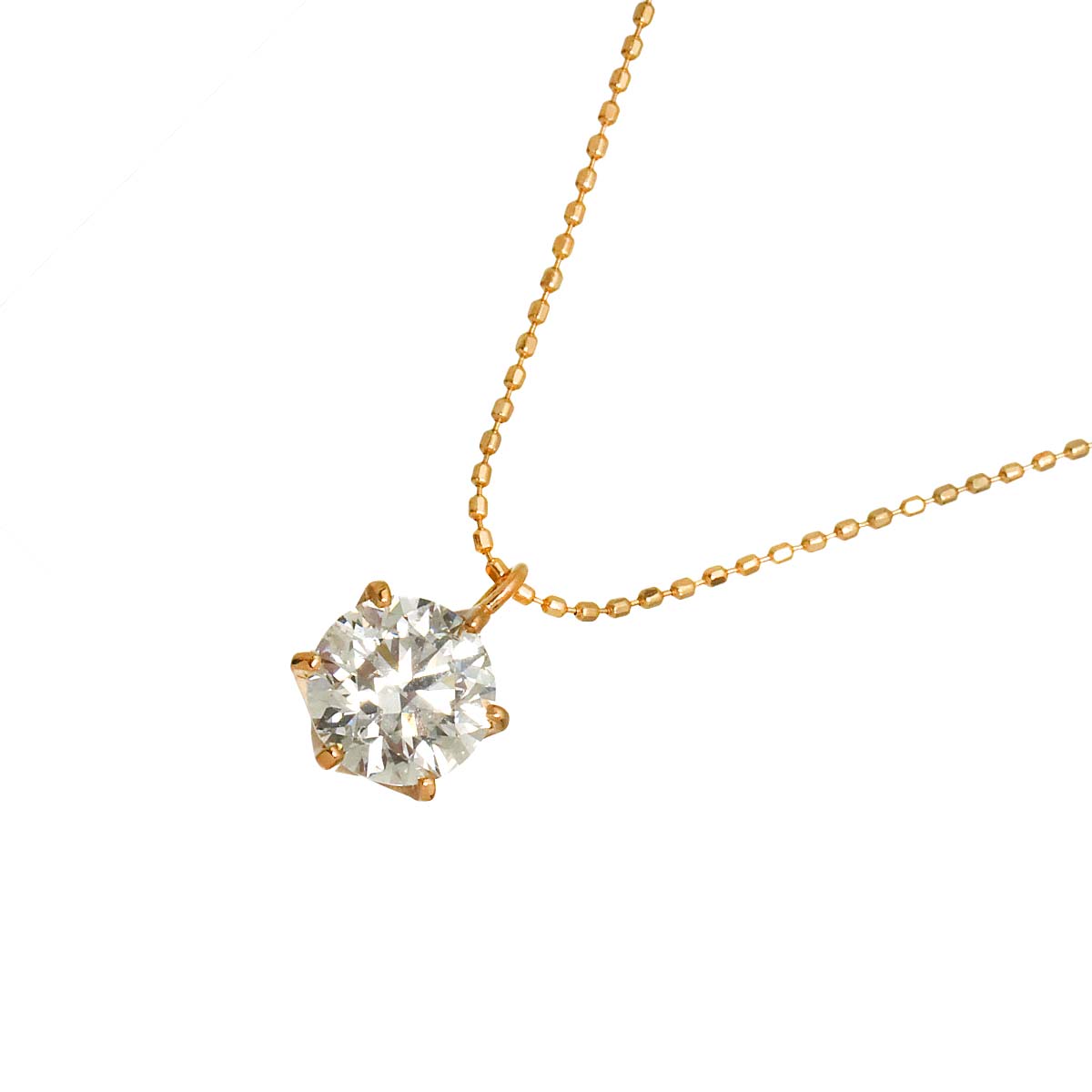 Diamond 0.604ct F/SI2 Necklace 18K K18 PG 750