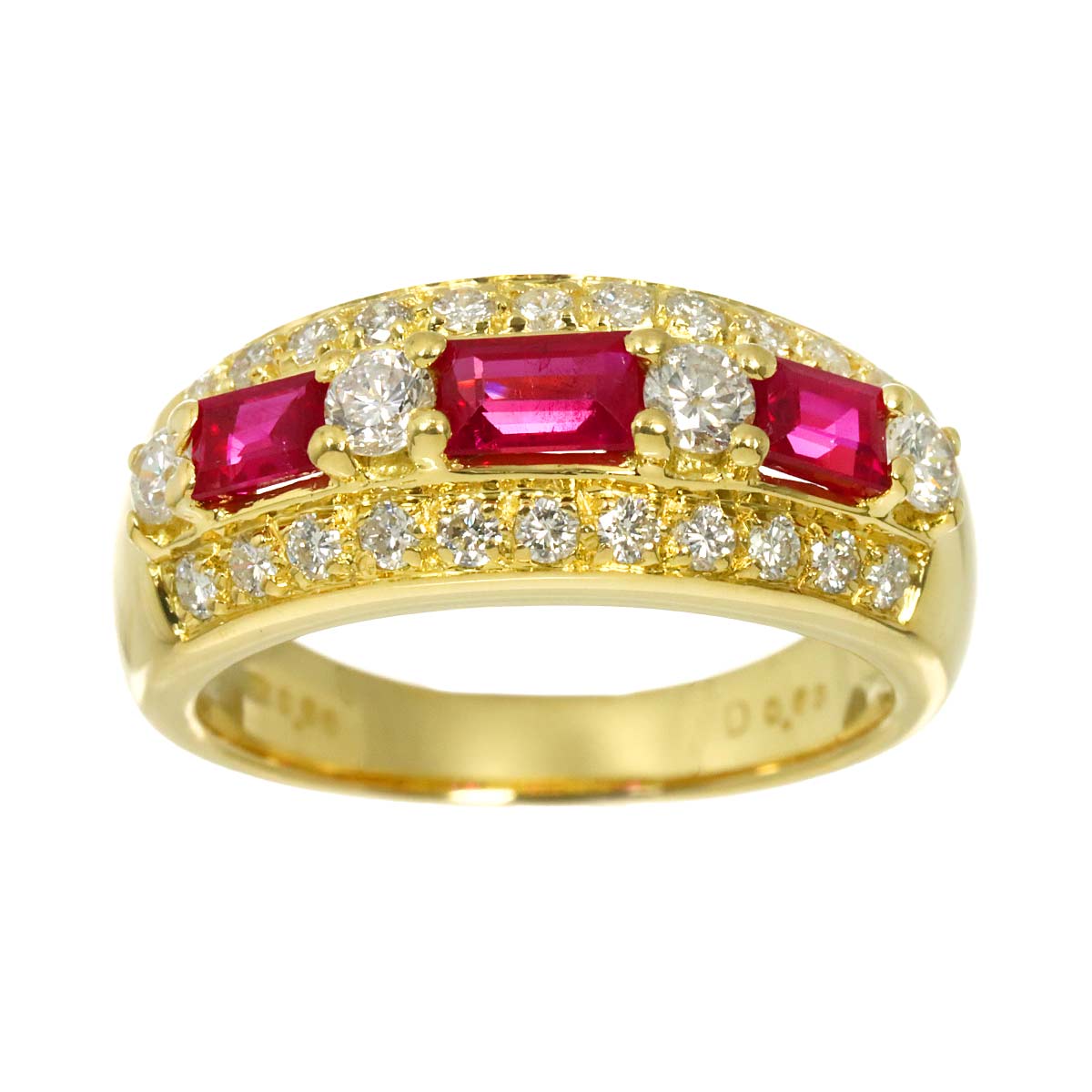 Ruby 0.86ct Diamond 0.63ct Ring 18K Yellow Gold 750 size5.75-6(US)