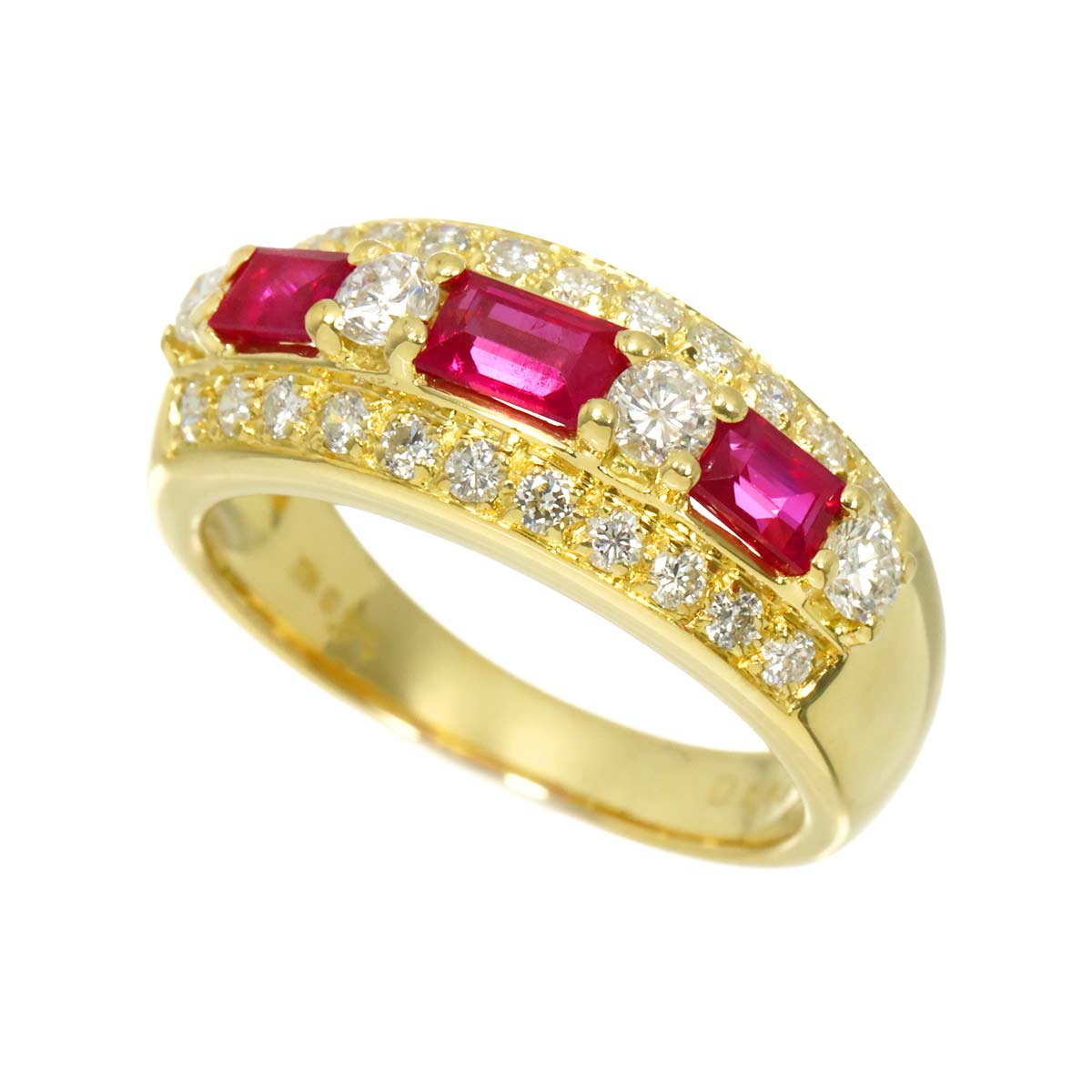 Ruby 0.86ct Diamond 0.63ct Ring 18K Yellow Gold 750 size5.75-6(US)