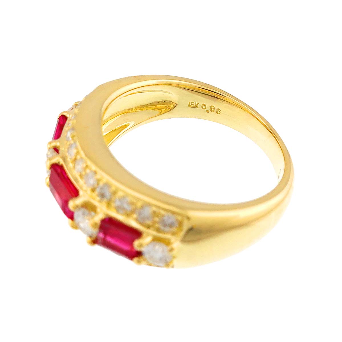 Ruby 0.86ct Diamond 0.63ct Ring 18K Yellow Gold 750 size5.75-6(US)