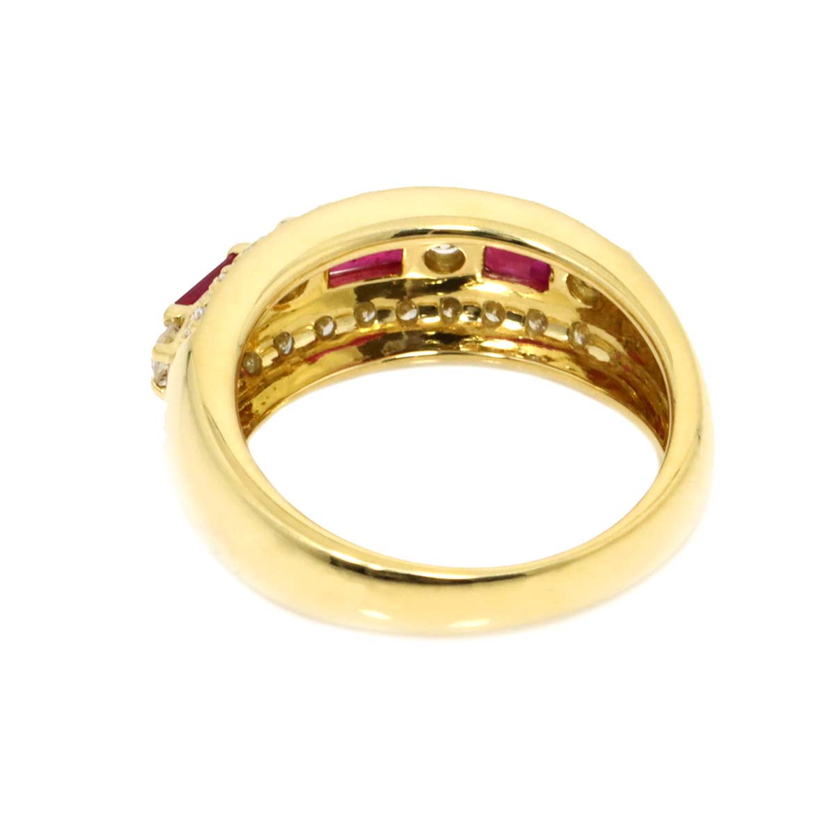 Ruby 0.86ct Diamond 0.63ct Ring 18K Yellow Gold 750 size5.75-6(US)