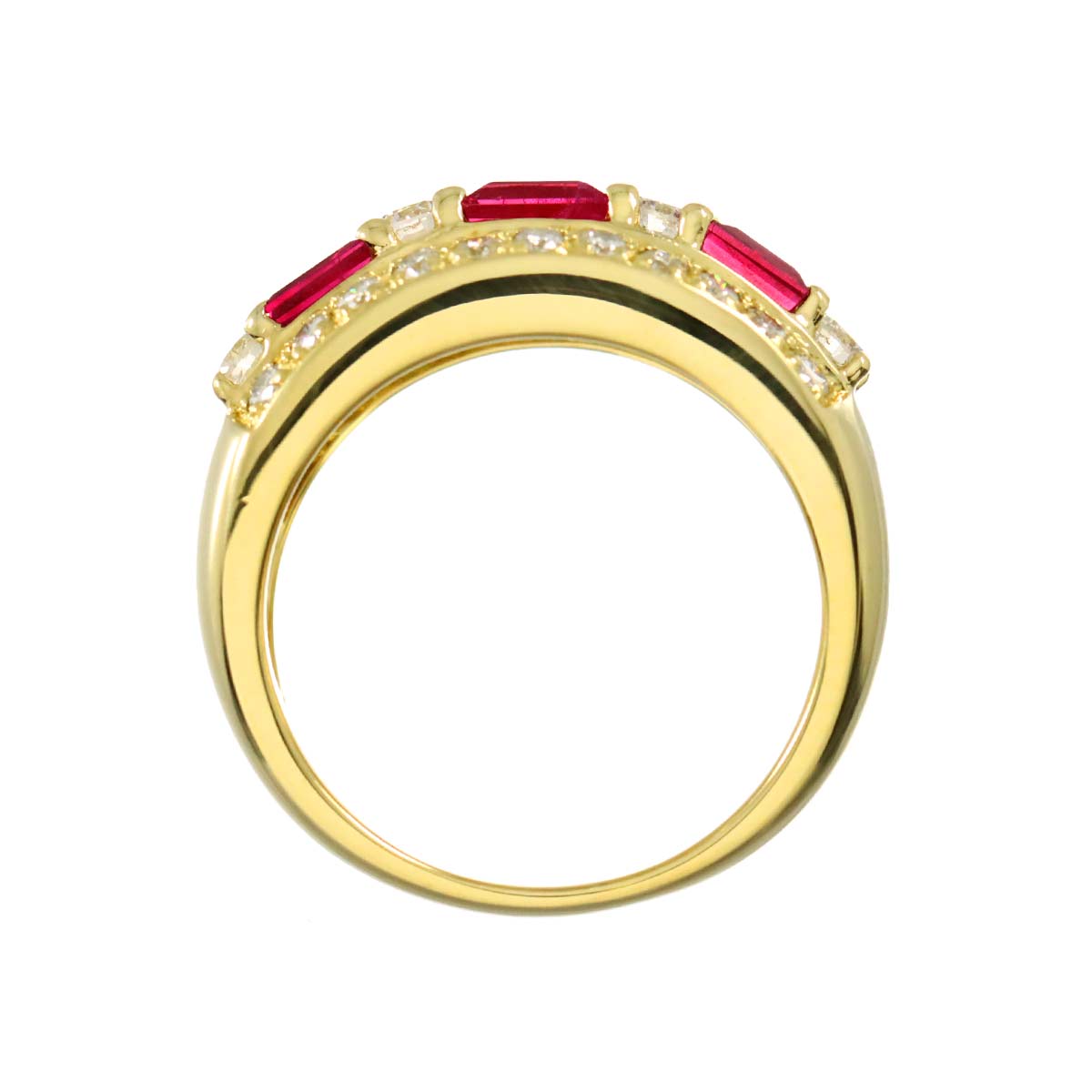 Ruby 0.86ct Diamond 0.63ct Ring 18K Yellow Gold 750 size5.75-6(US)