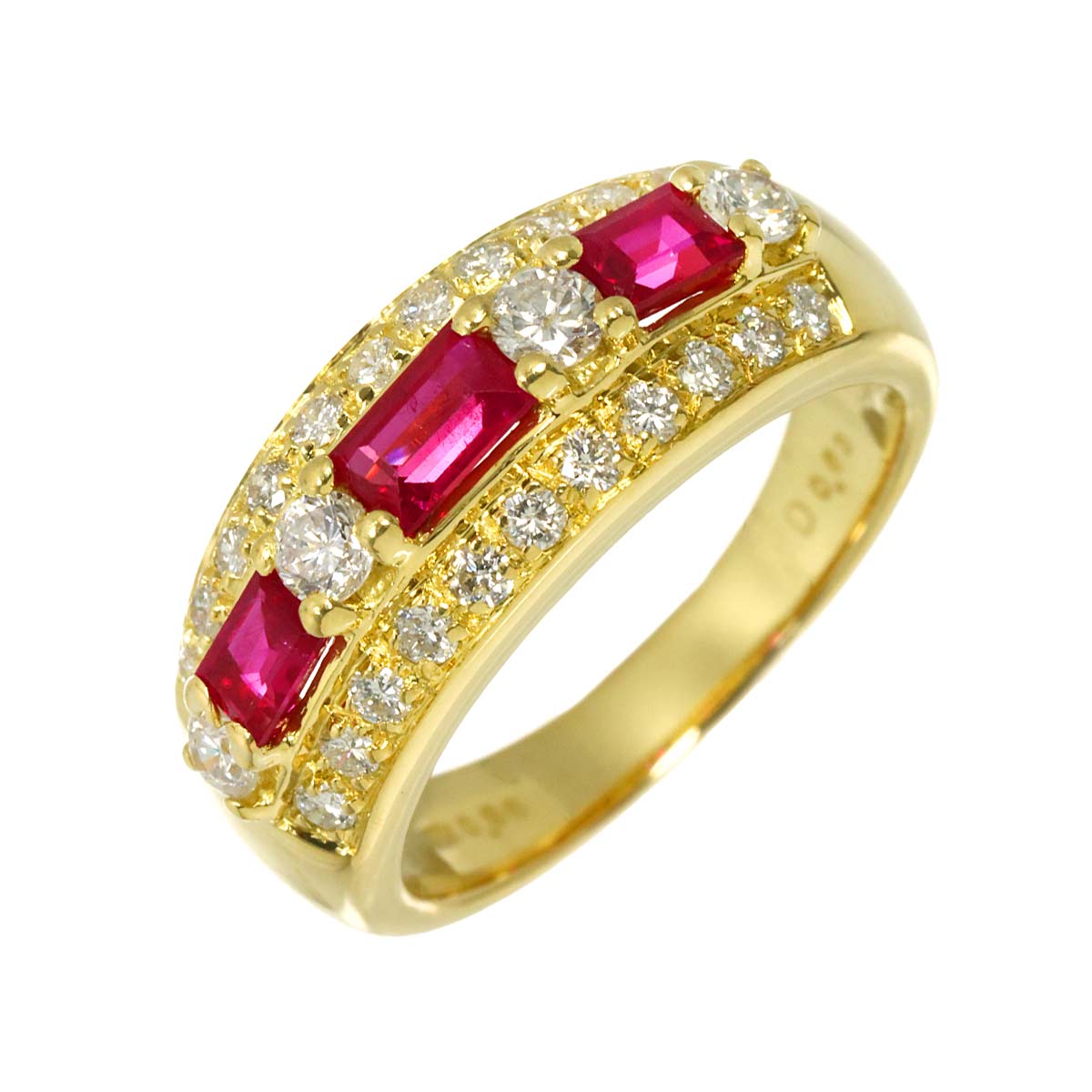 Ruby 0.86ct Diamond 0.63ct Ring 18K Yellow Gold 750 size5.75-6(US)