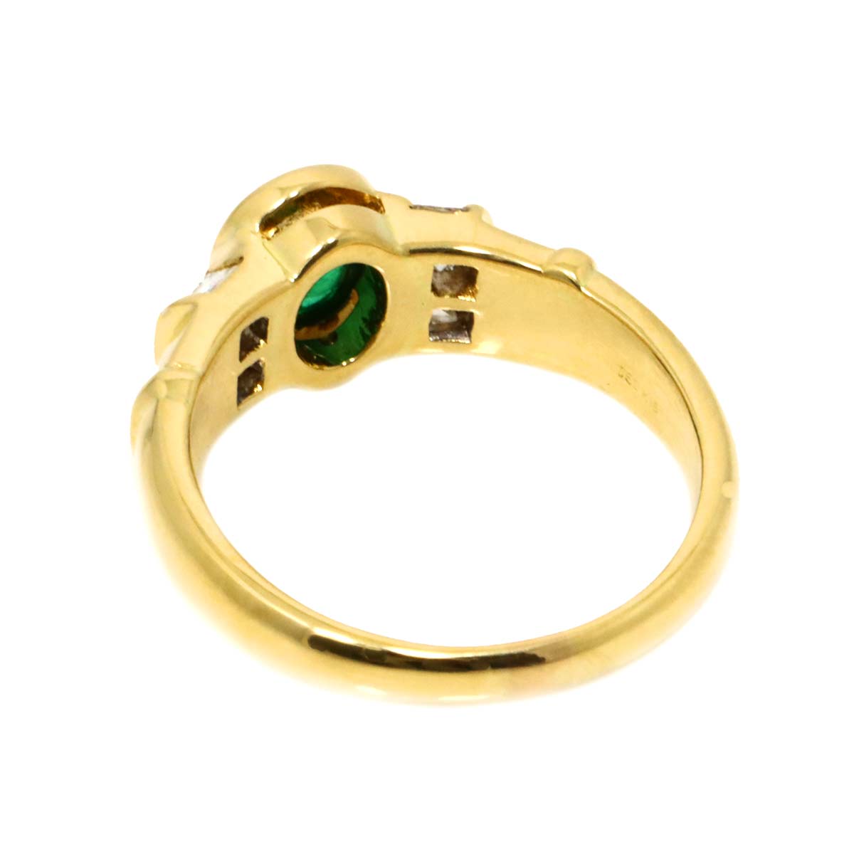 Emerald 0.65ct Diamond 0.30ct Ring 18K YG 750 Size6-6.25(US)